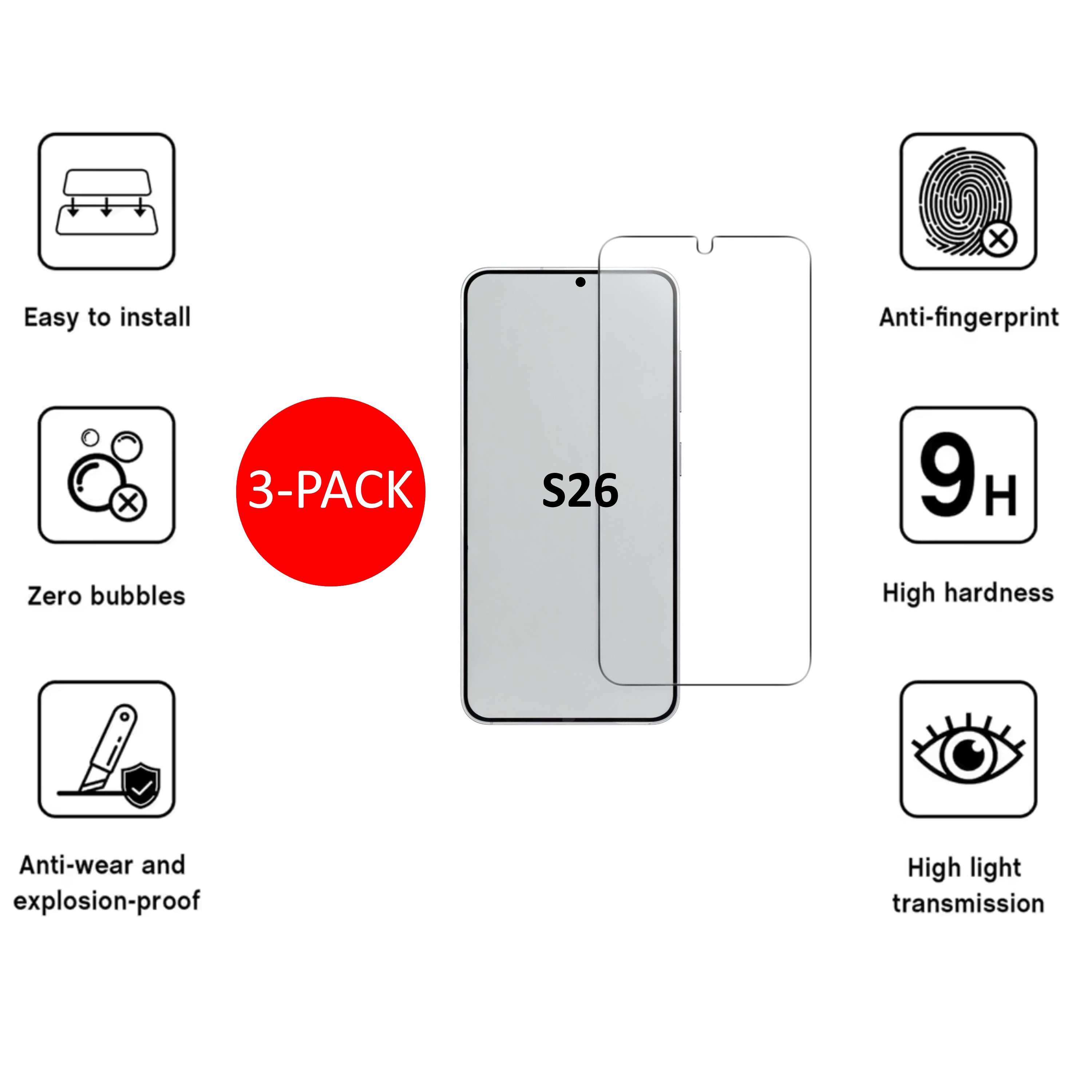 3-Pack 1SWEDEN skärmskydd för Samsung Galaxy S26 - Härdat Glas - 3