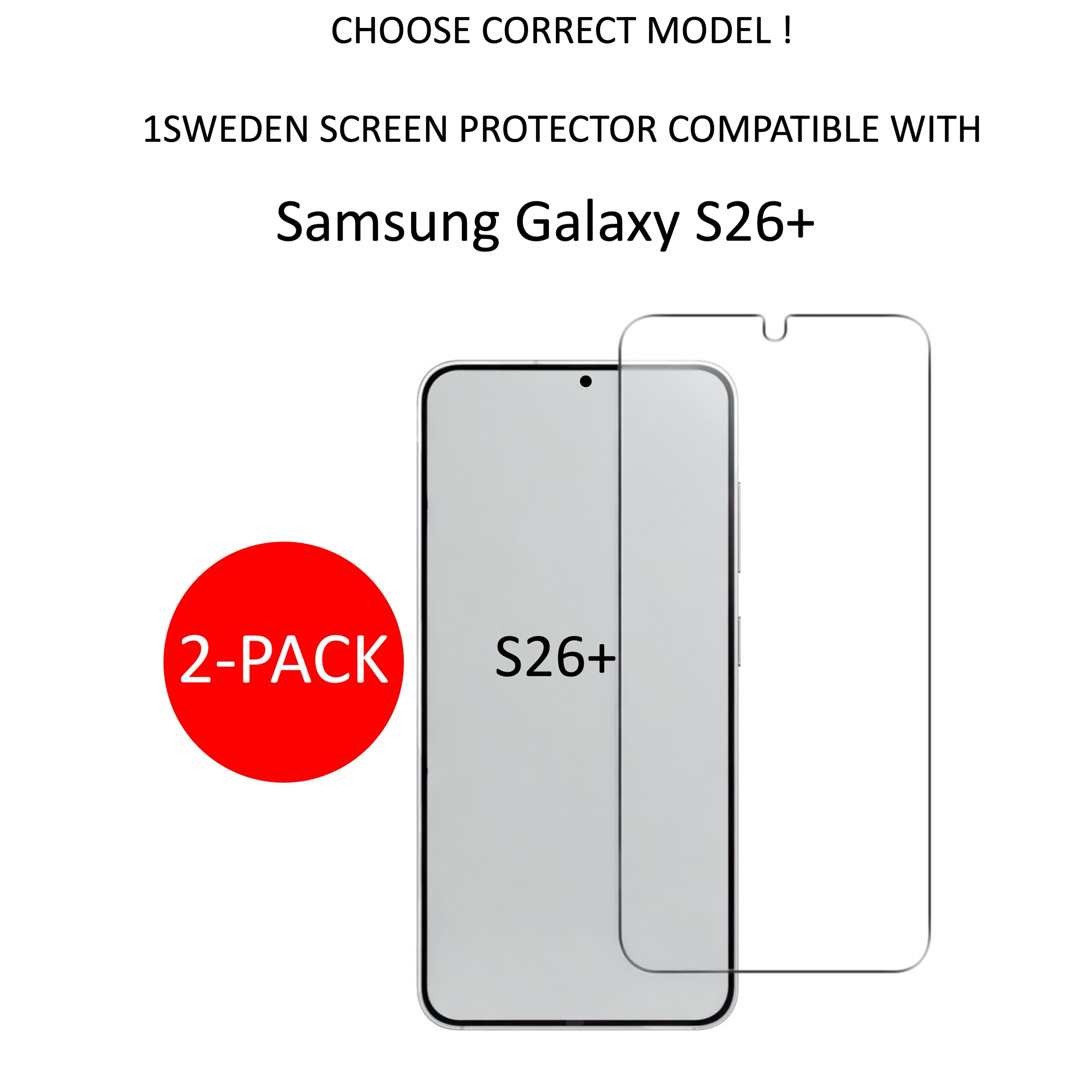 2-Pack 1SWEDEN skärmskydd för Samsung Galaxy S26+ Plus - 2