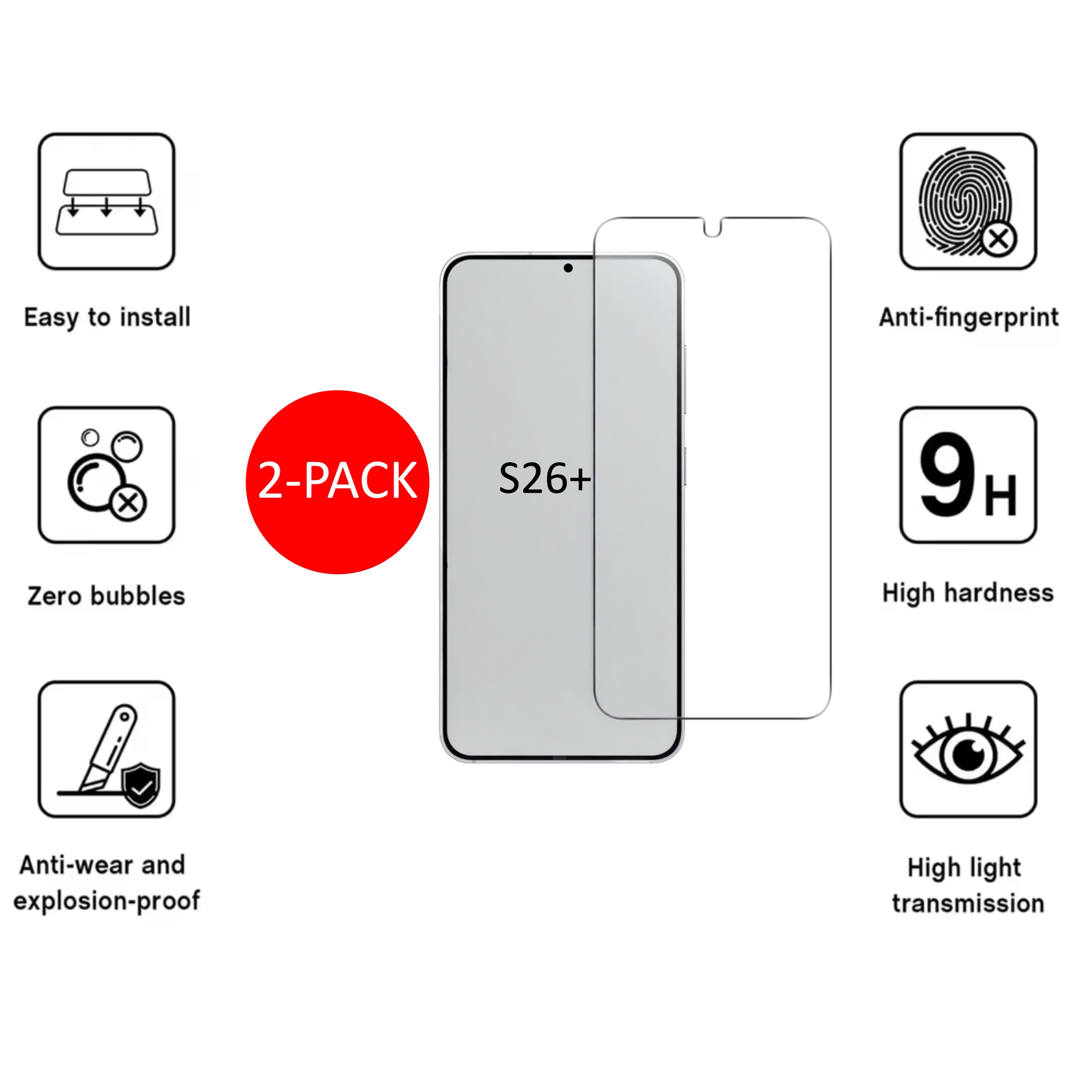 2-Pack 1SWEDEN skärmskydd för Samsung Galaxy S26+ Plus - 3