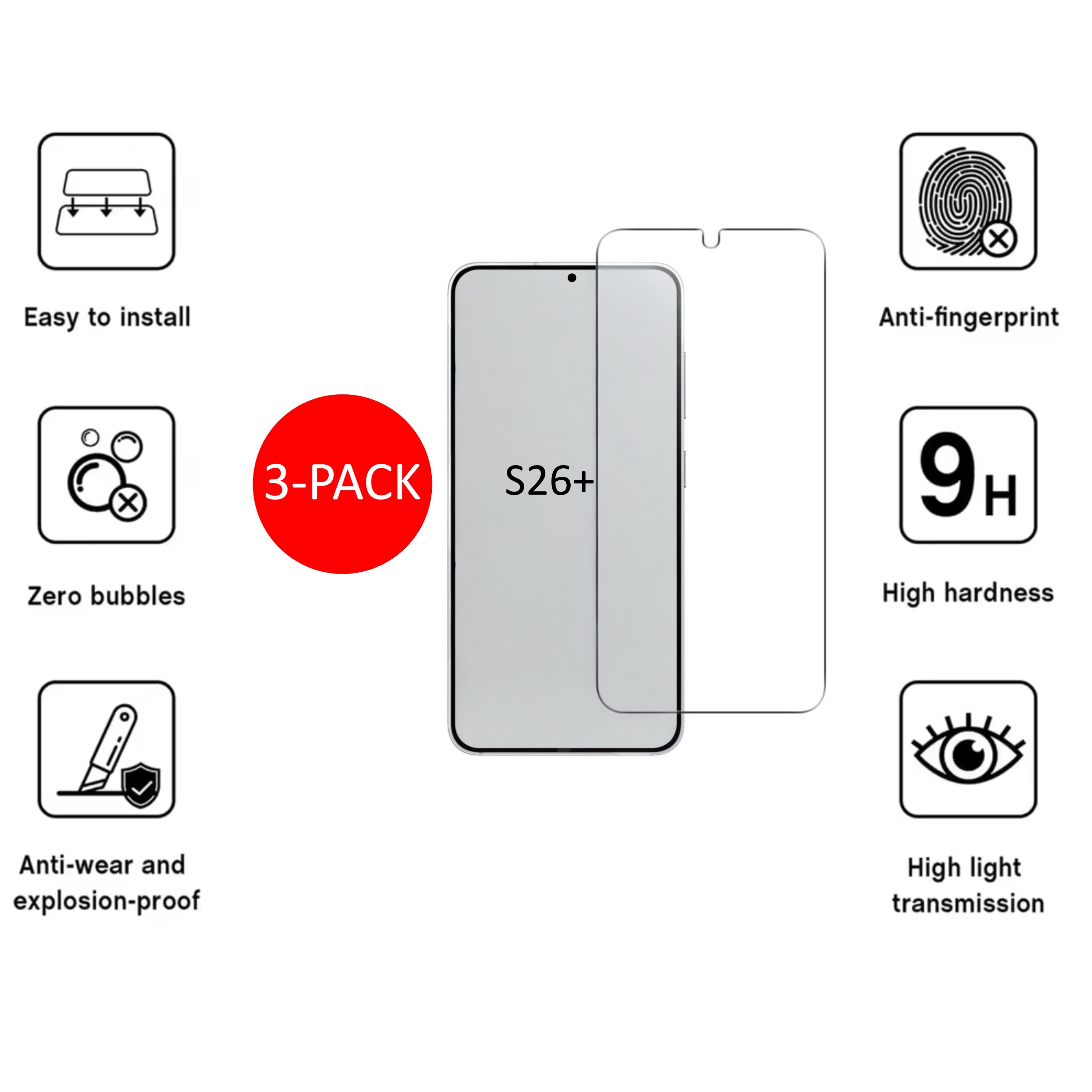 3-Pack 1SWEDEN skärmskydd för Samsung Galaxy S26+ Plus - 3