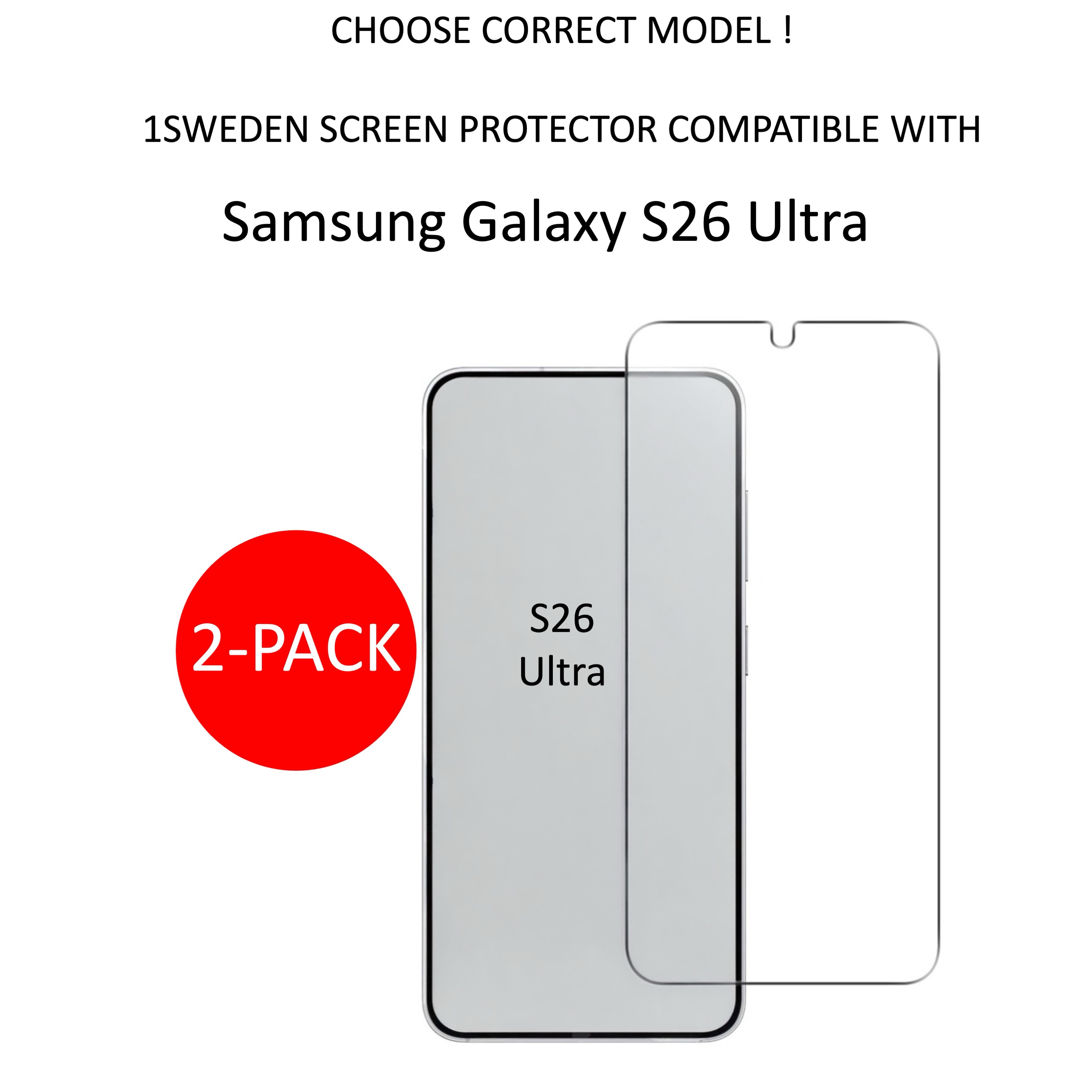2-Pack 1SWEDEN skärmskydd för Samsung Galaxy S26 Ultra - 2