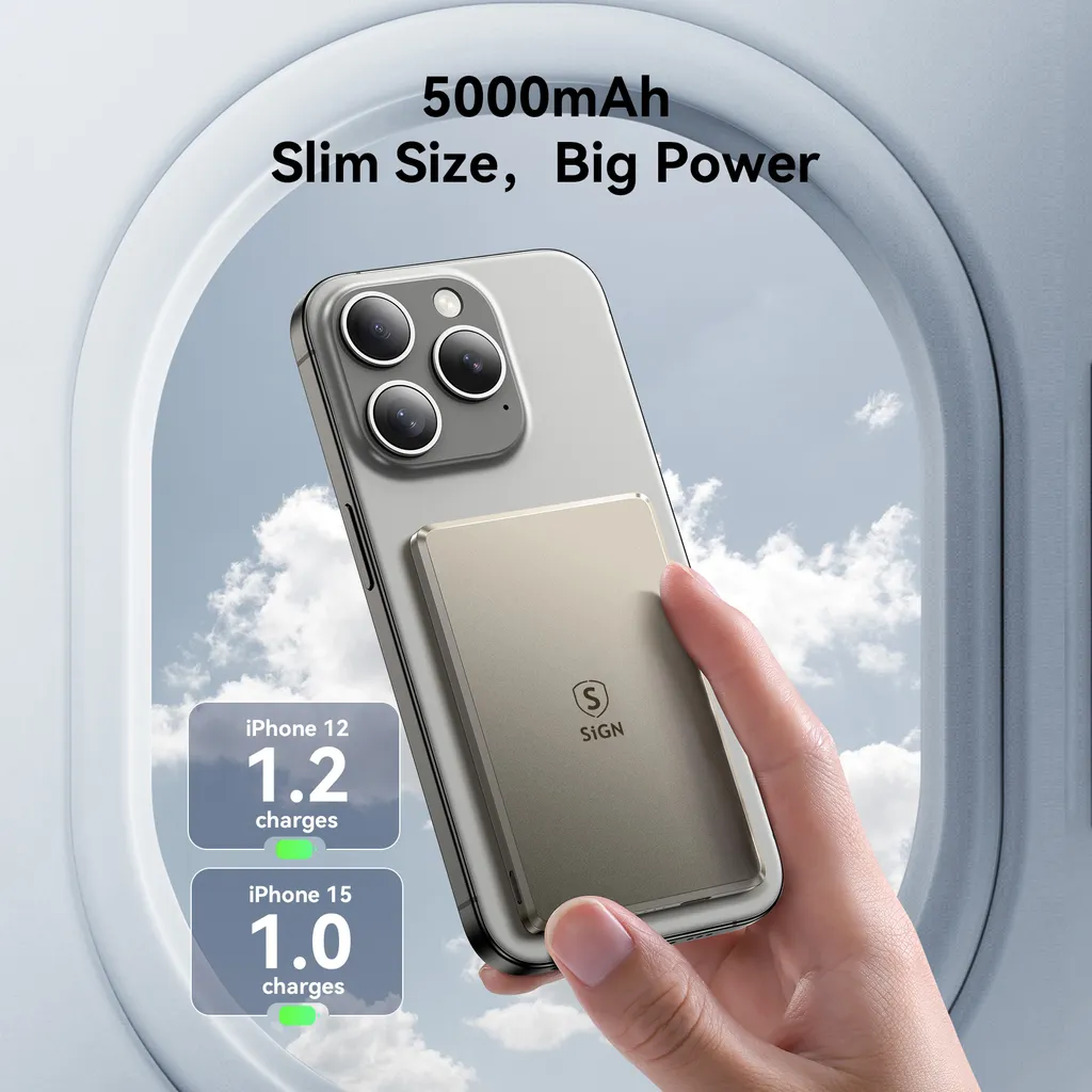 SiGN Magnetisk trådlös Powerbank 5000mAh 20W Ultra Slim - 7
