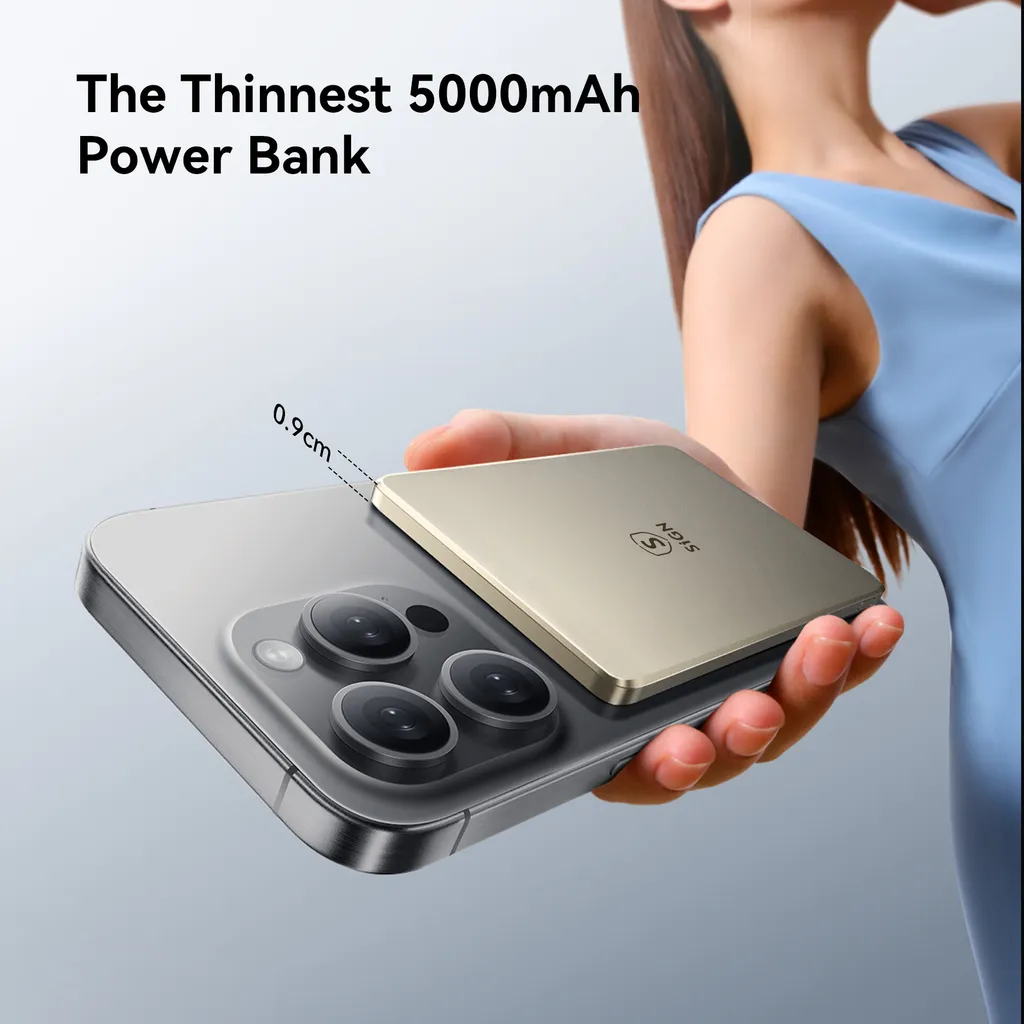 SiGN Magnetisk trådlös Powerbank 5000mAh 20W Ultra Slim - 5
