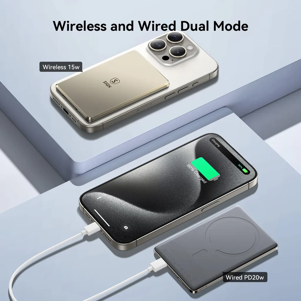 SiGN Magnetisk trådlös Powerbank 5000mAh 20W Ultra Slim - 10