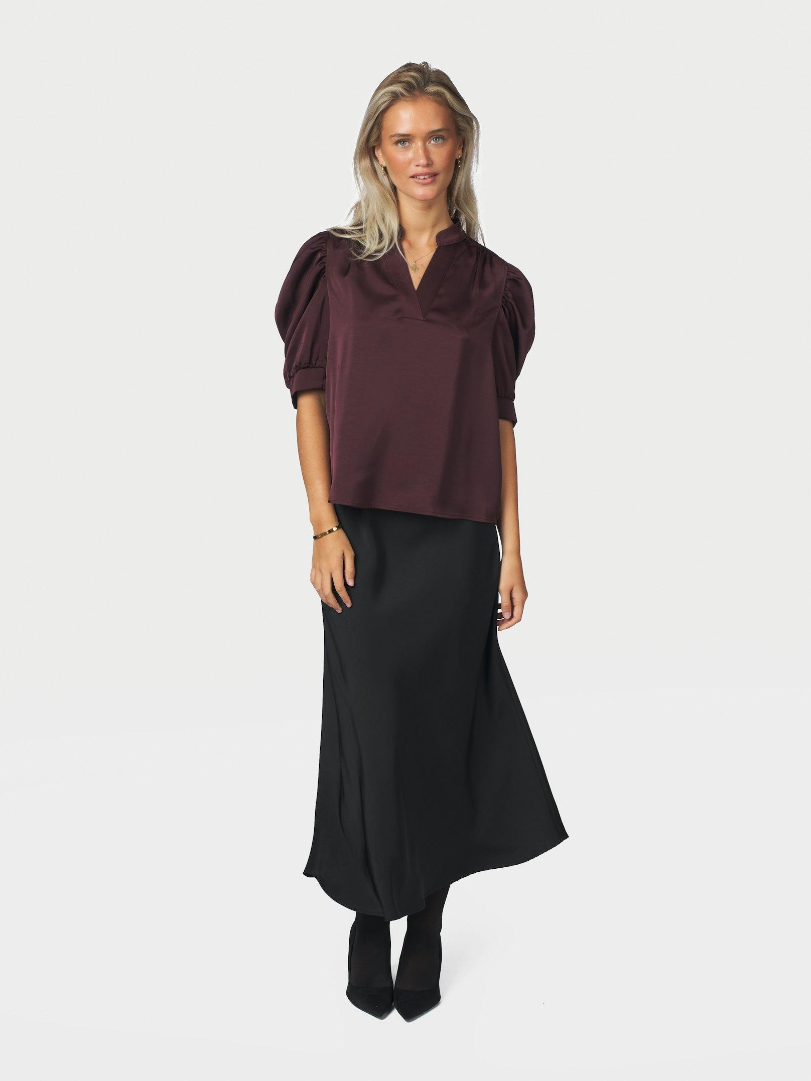 Roella Heavy Sateen Blouse Burgundy - 5