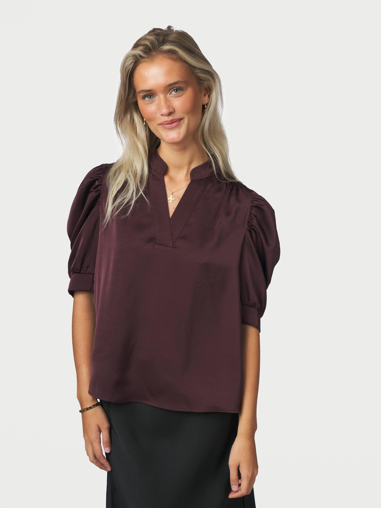 Roella Heavy Sateen Blouse Burgundy - 3