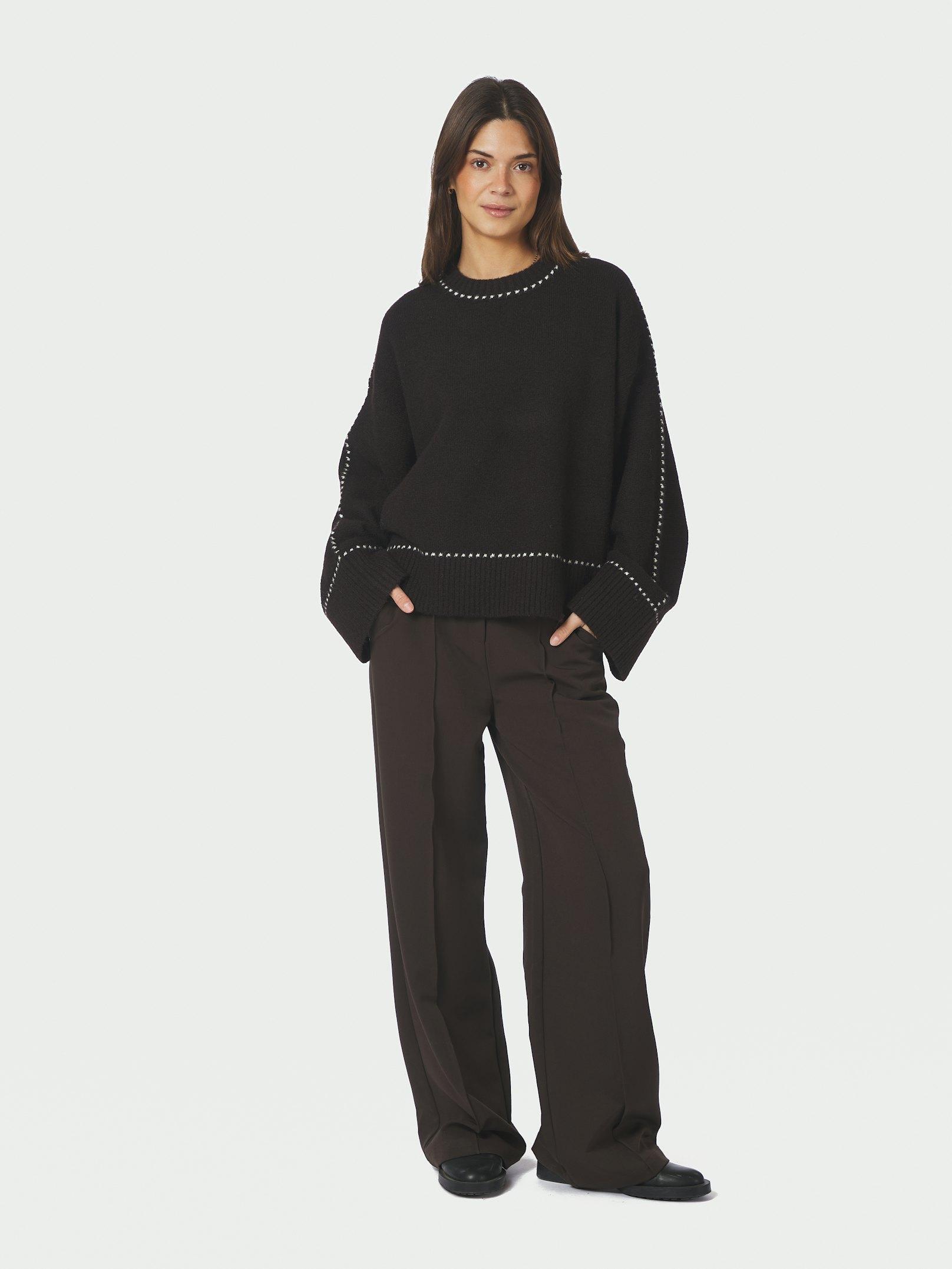 Roeme Knit Stitch Blouse Dark brown - 5