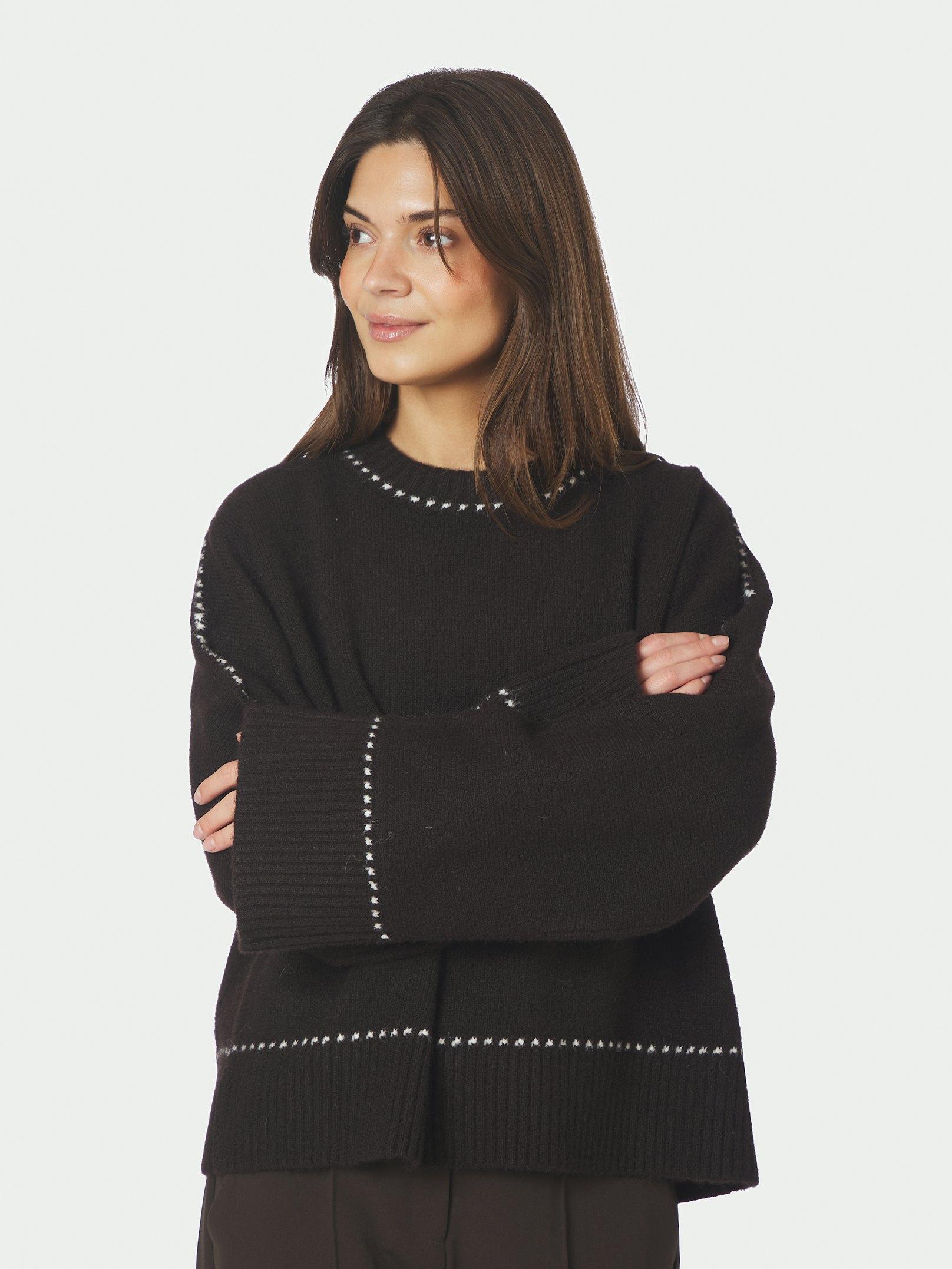 Roeme Knit Stitch Blouse Dark brown - 3