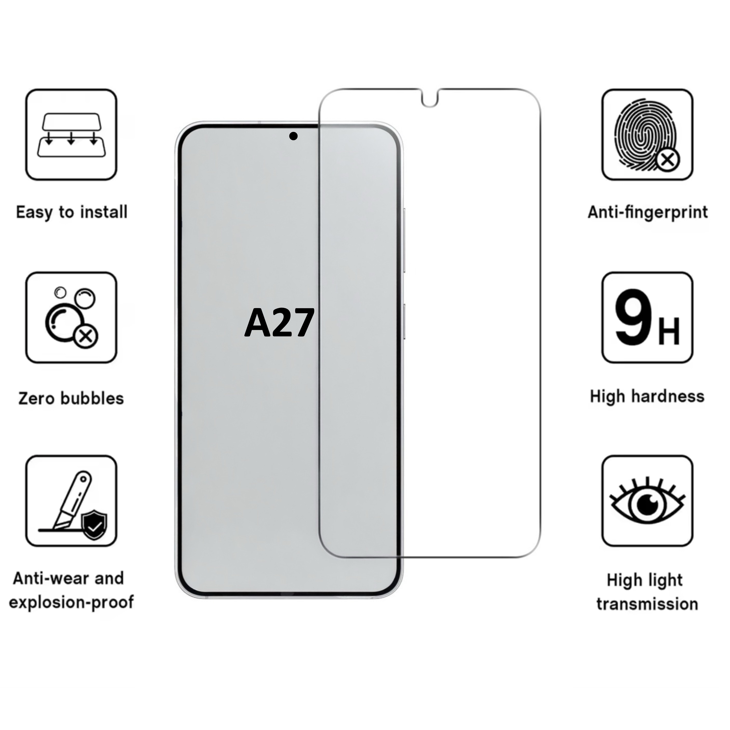 1SWEDEN skärmskydd för Samsung Galaxy A27 - Härdat Glas 1-pack - 3