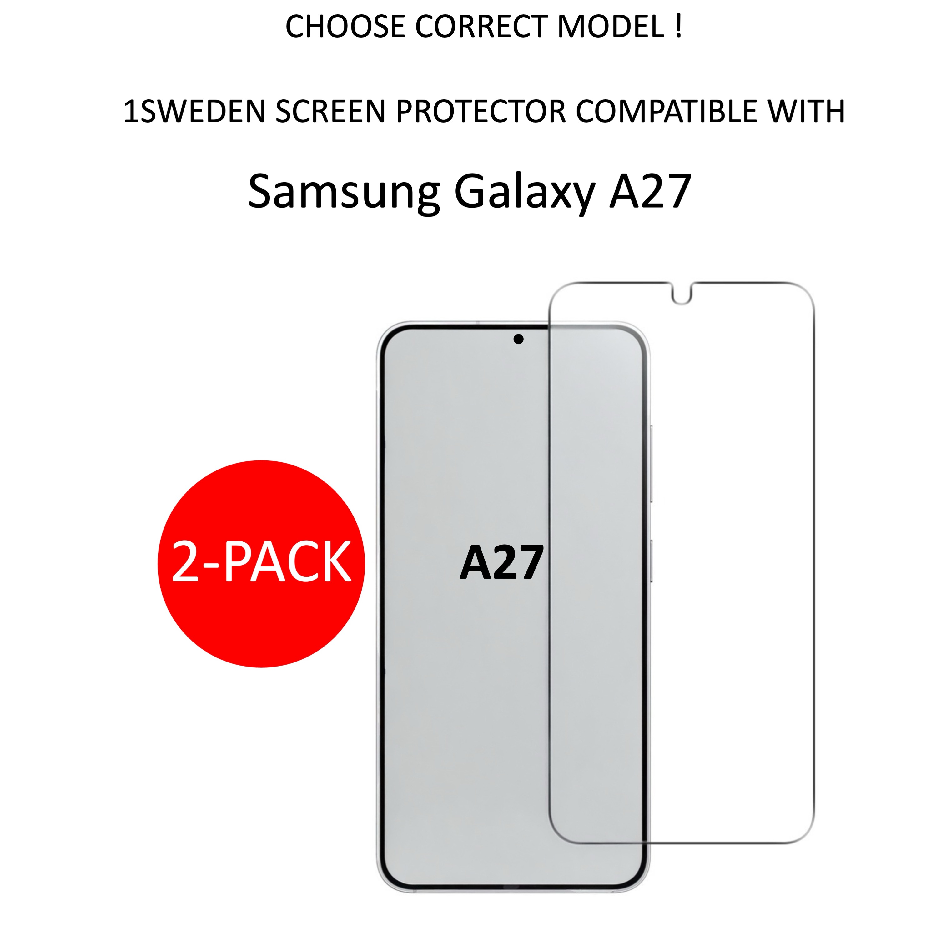 2-Pack 1SWEDEN skärmskydd för Samsung Galaxy A27 - Härdat Glas - 2