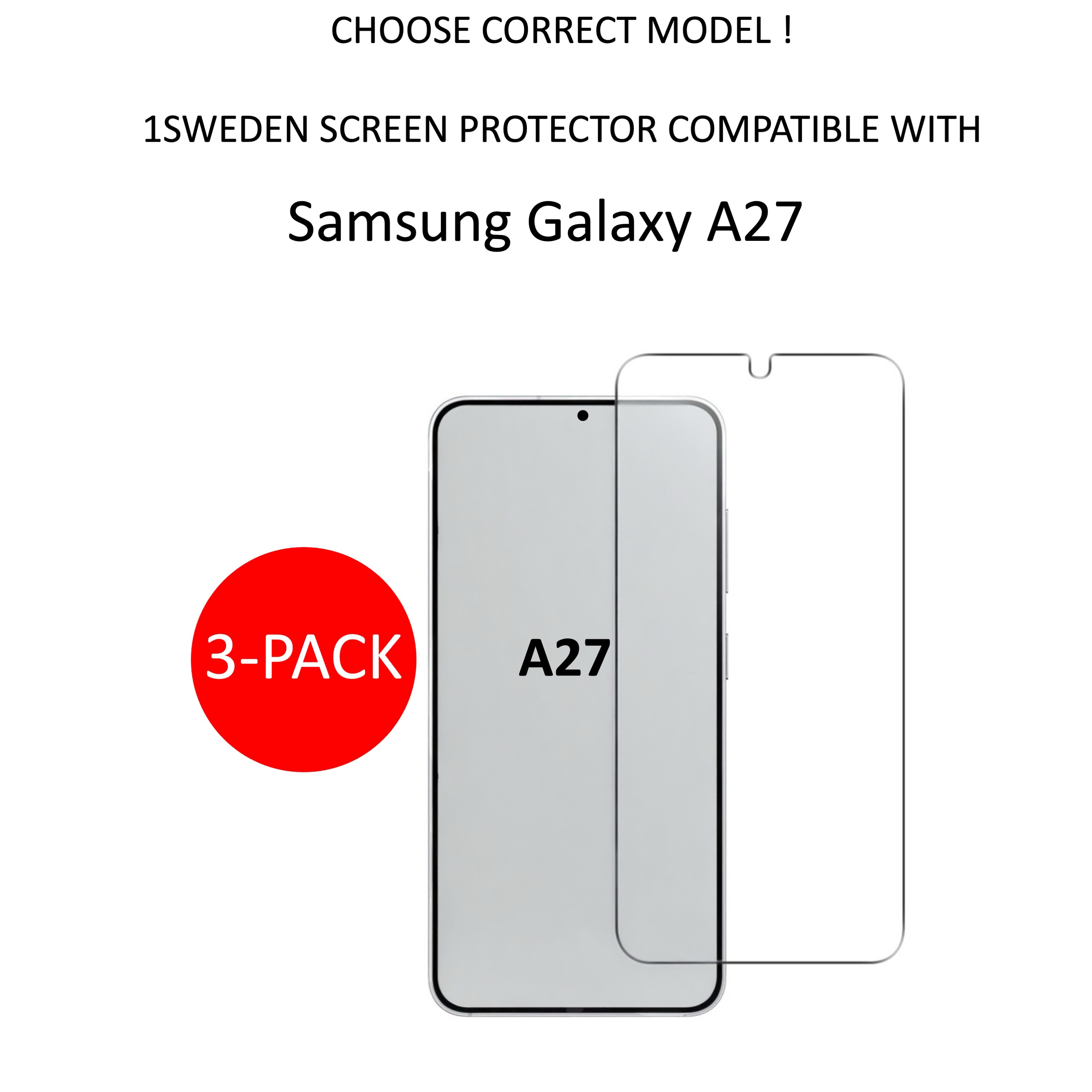 3-Pack 1SWEDEN skärmskydd för Samsung Galaxy A27 - Härdat Glas - 2