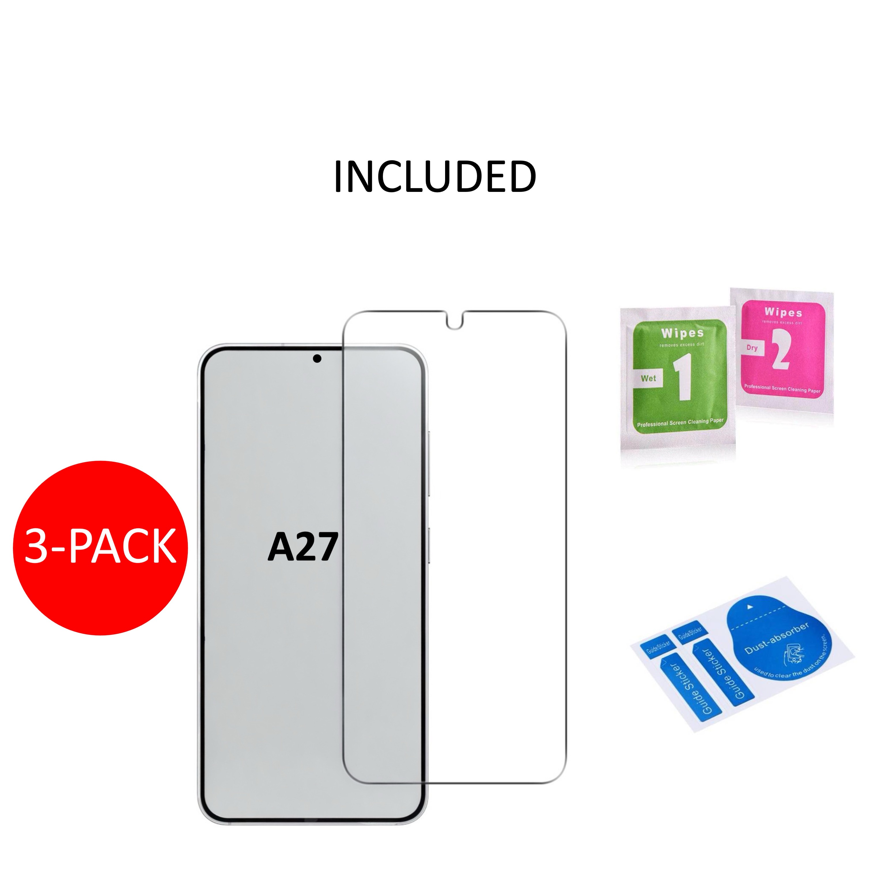 3-Pack 1SWEDEN skärmskydd för Samsung Galaxy A27 - Härdat Glas - 4