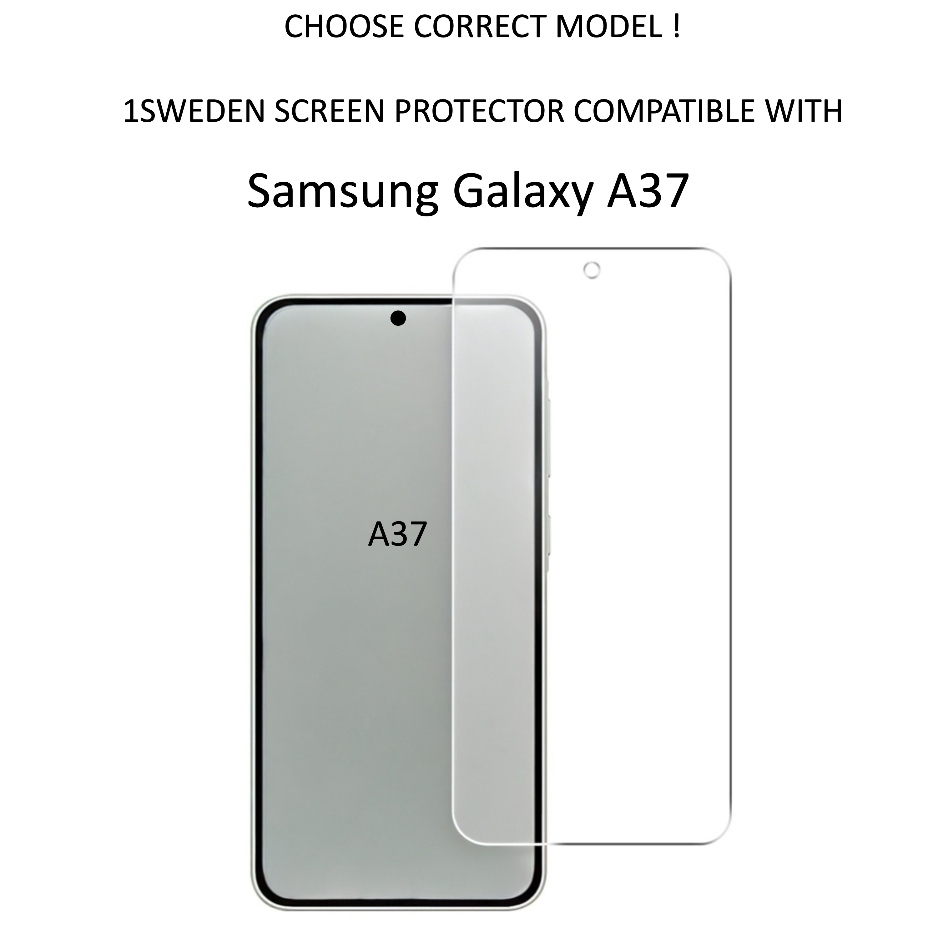 1SWEDEN skärmskydd för Samsung Galaxy A37 - Härdat Glas 1-pack - 2