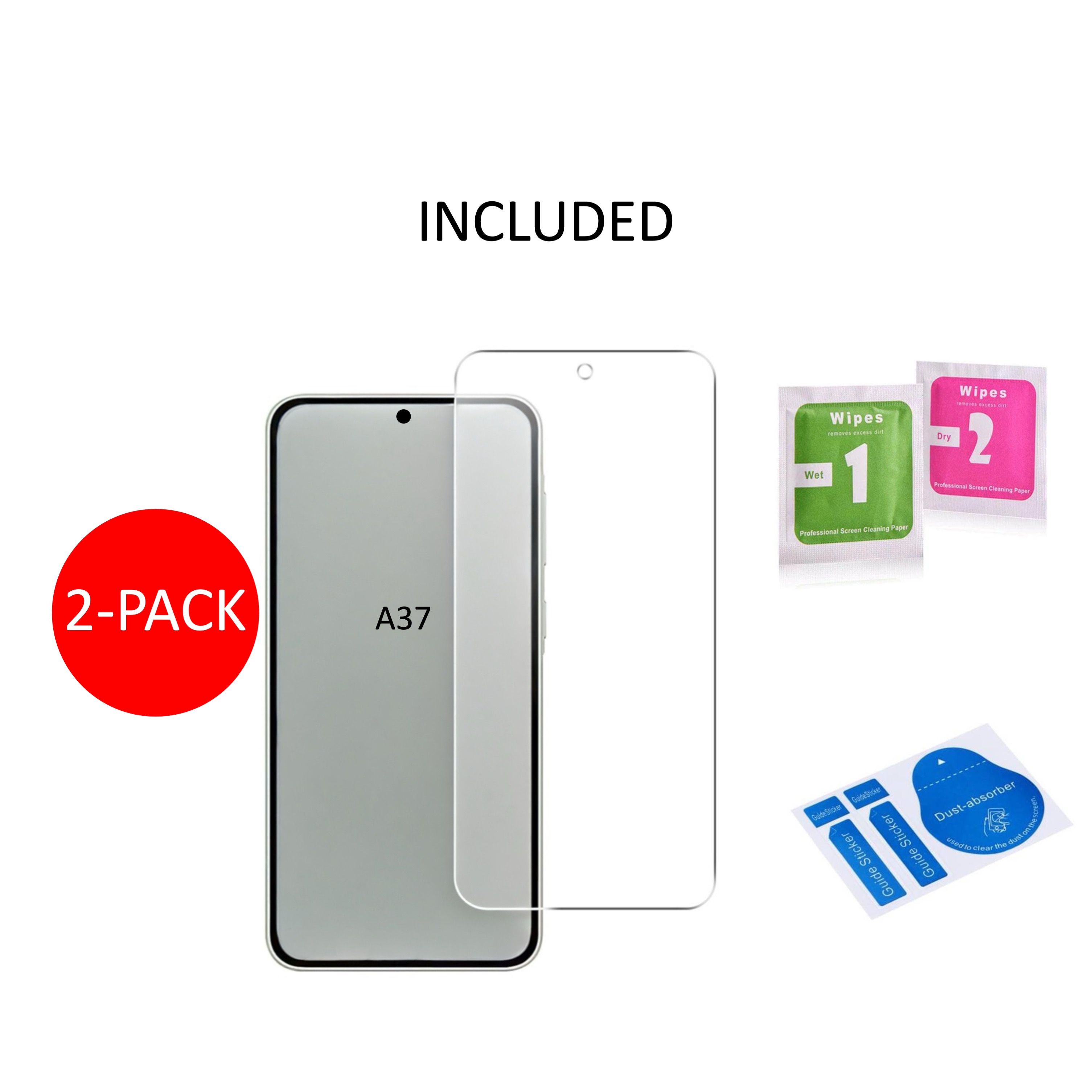 2-Pack 1SWEDEN skärmskydd för Samsung Galaxy A37- Härdat Glas - 4