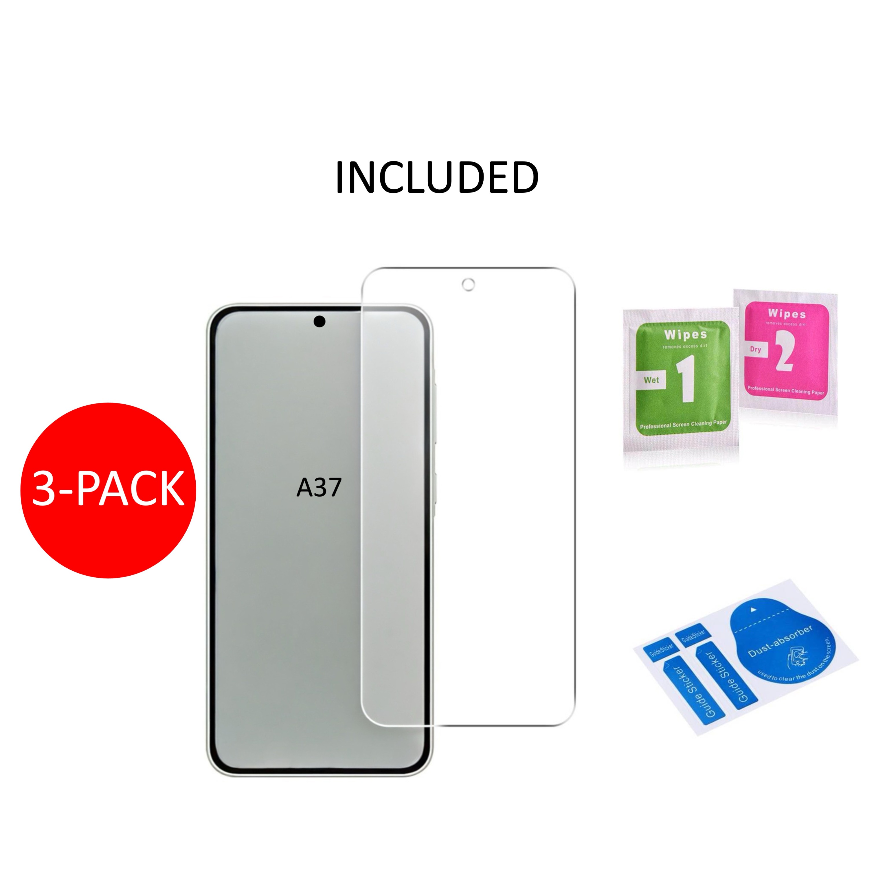 3-Pack 1SWEDEN skärmskydd för Samsung Galaxy A37 - Härdat Glas - 4