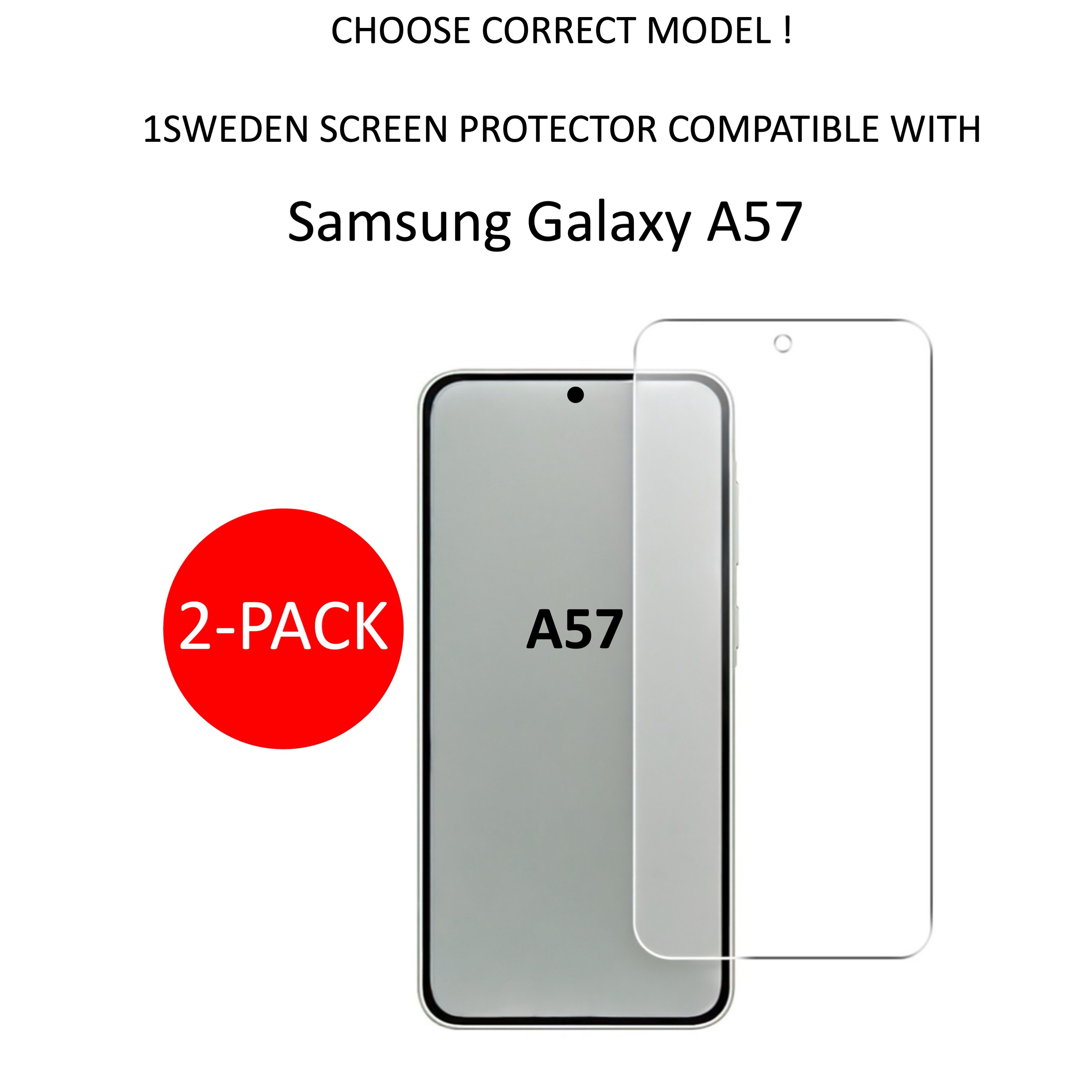 2-Pack 1SWEDEN skärmskydd för Samsung Galaxy A57 - Härdat Glas - 2
