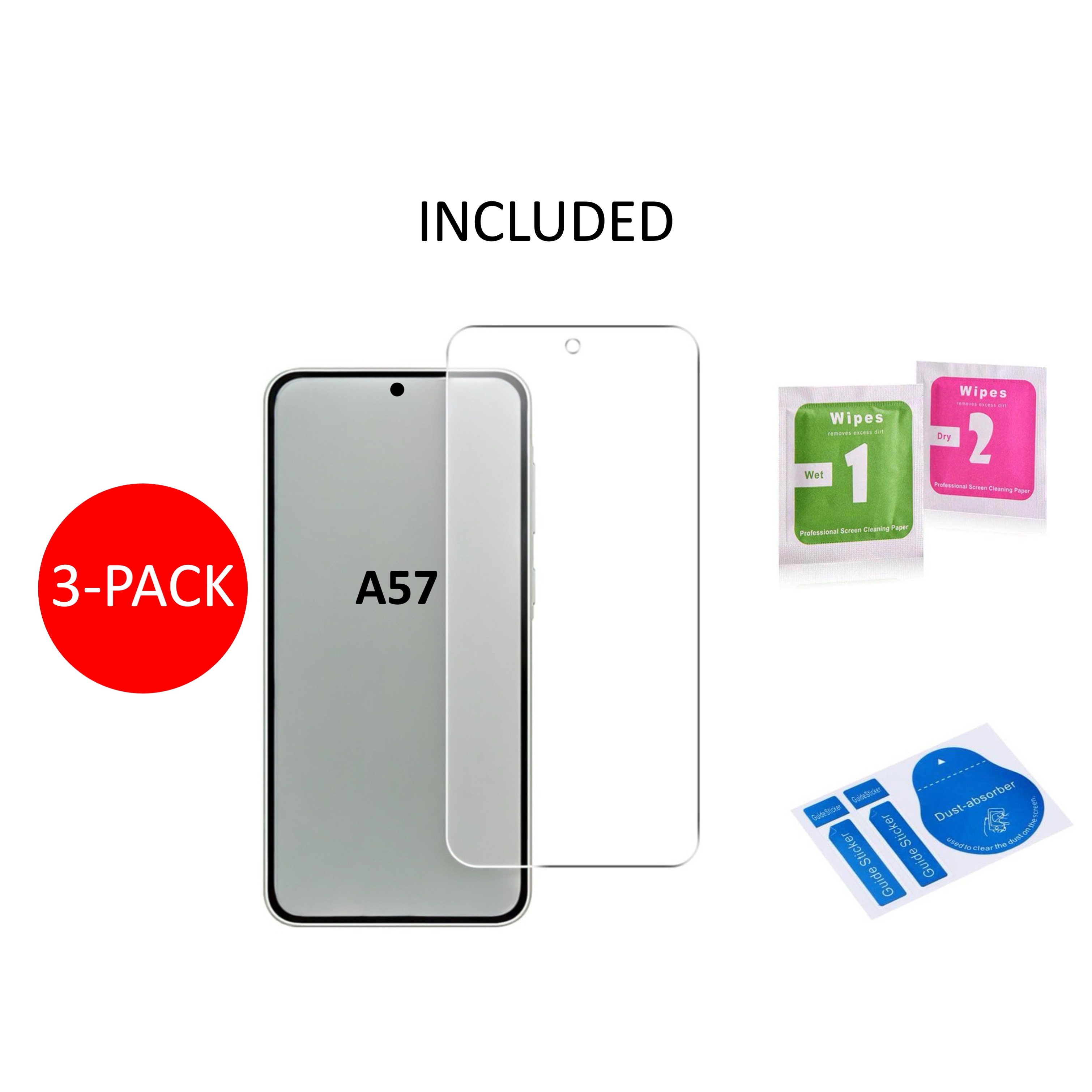 3-Pack 1SWEDEN skärmskydd för Samsung Galaxy A57 - Härdat Glas - 4