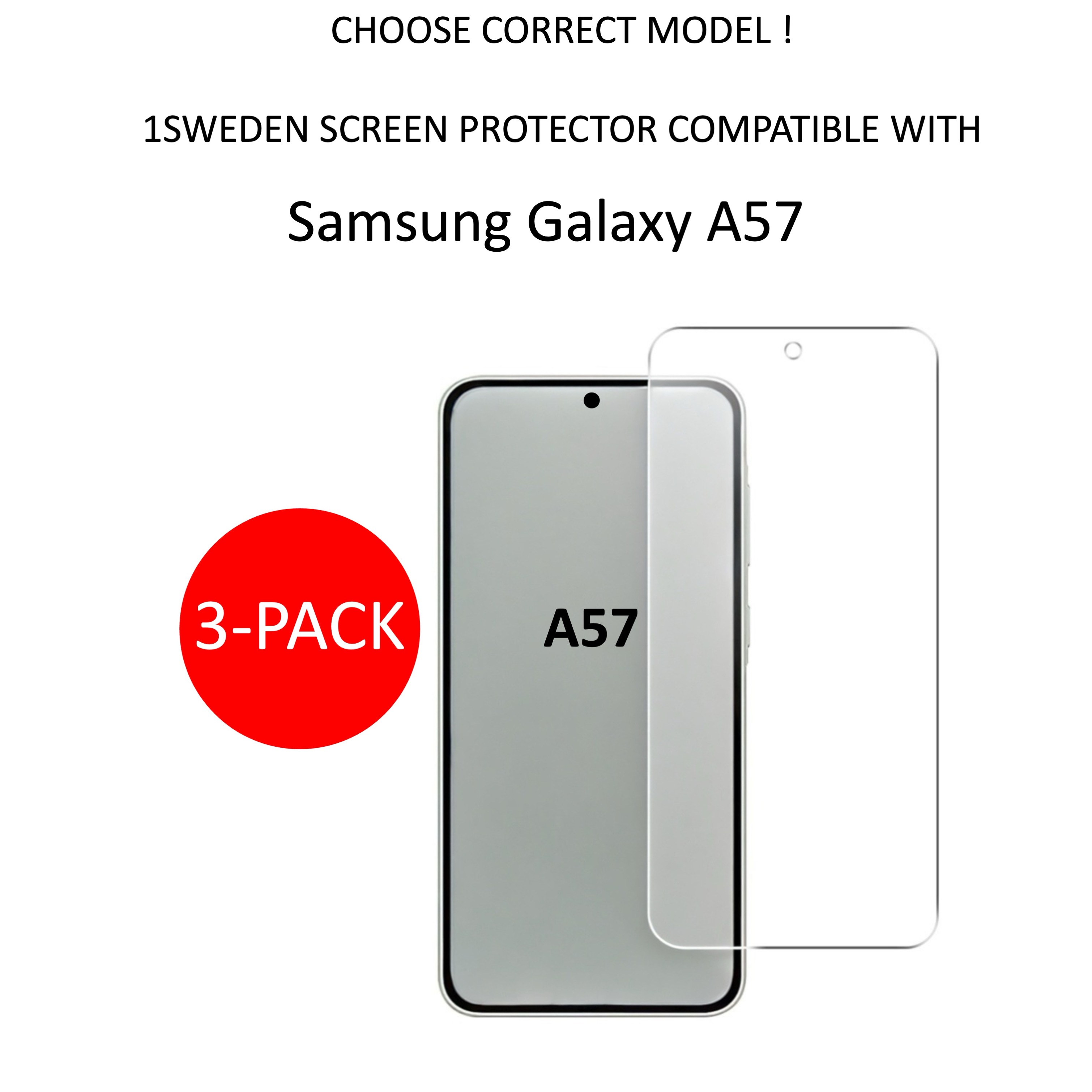 3-Pack 1SWEDEN skärmskydd för Samsung Galaxy A57 - Härdat Glas - 2