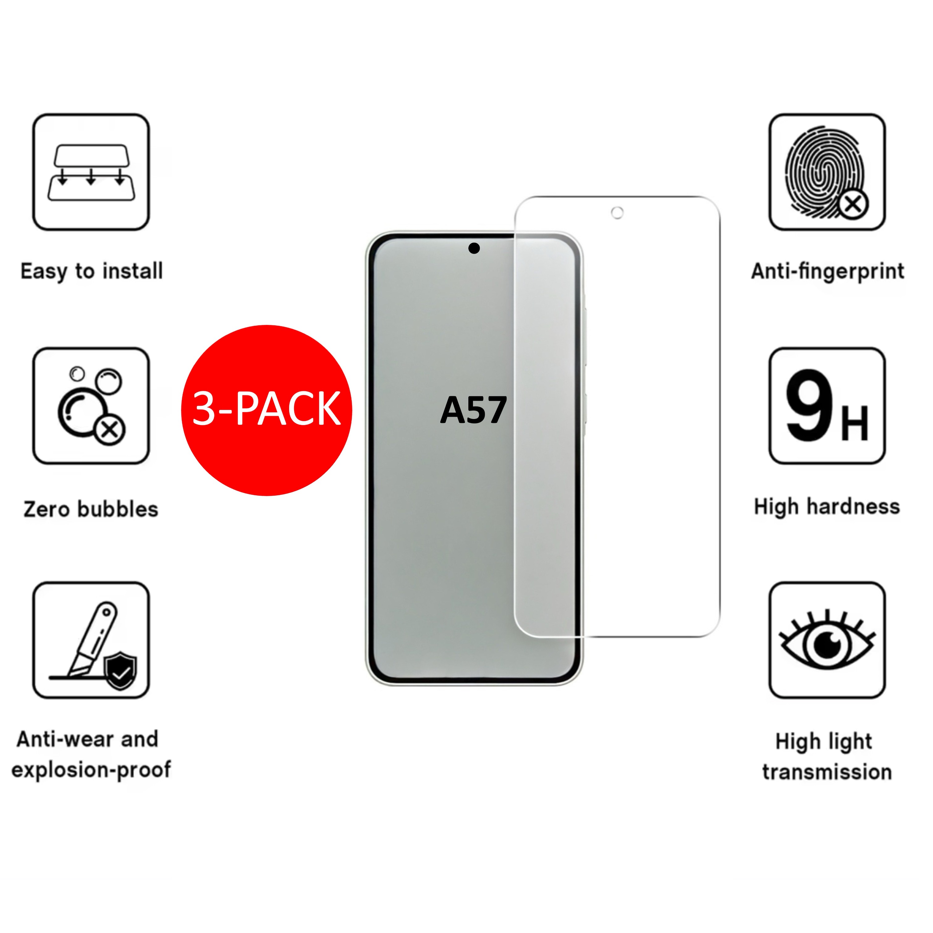 3-Pack 1SWEDEN skärmskydd för Samsung Galaxy A57 - Härdat Glas - 3