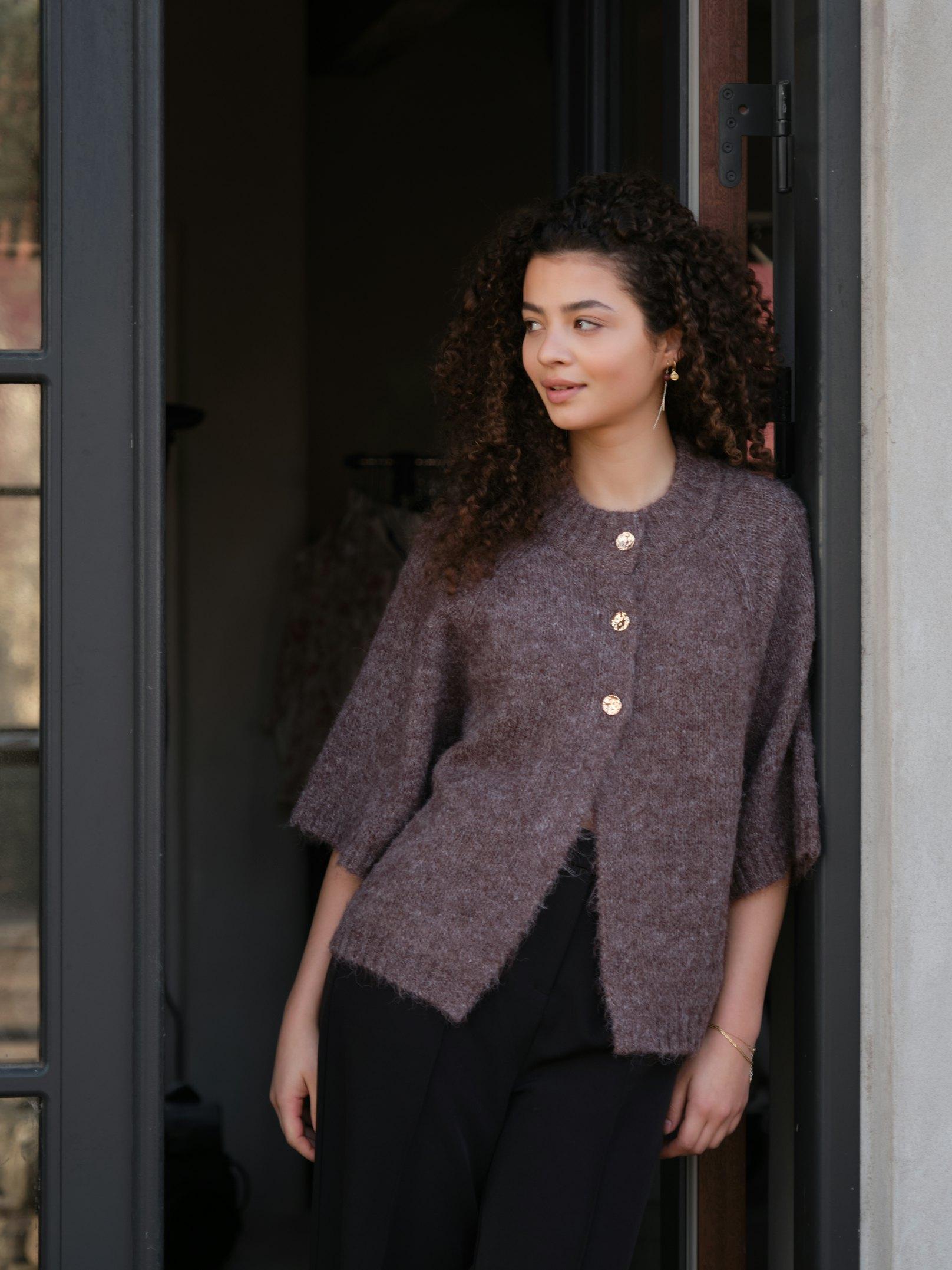 Benuta Fluffy Knit Cardigan Light Brown - 7
