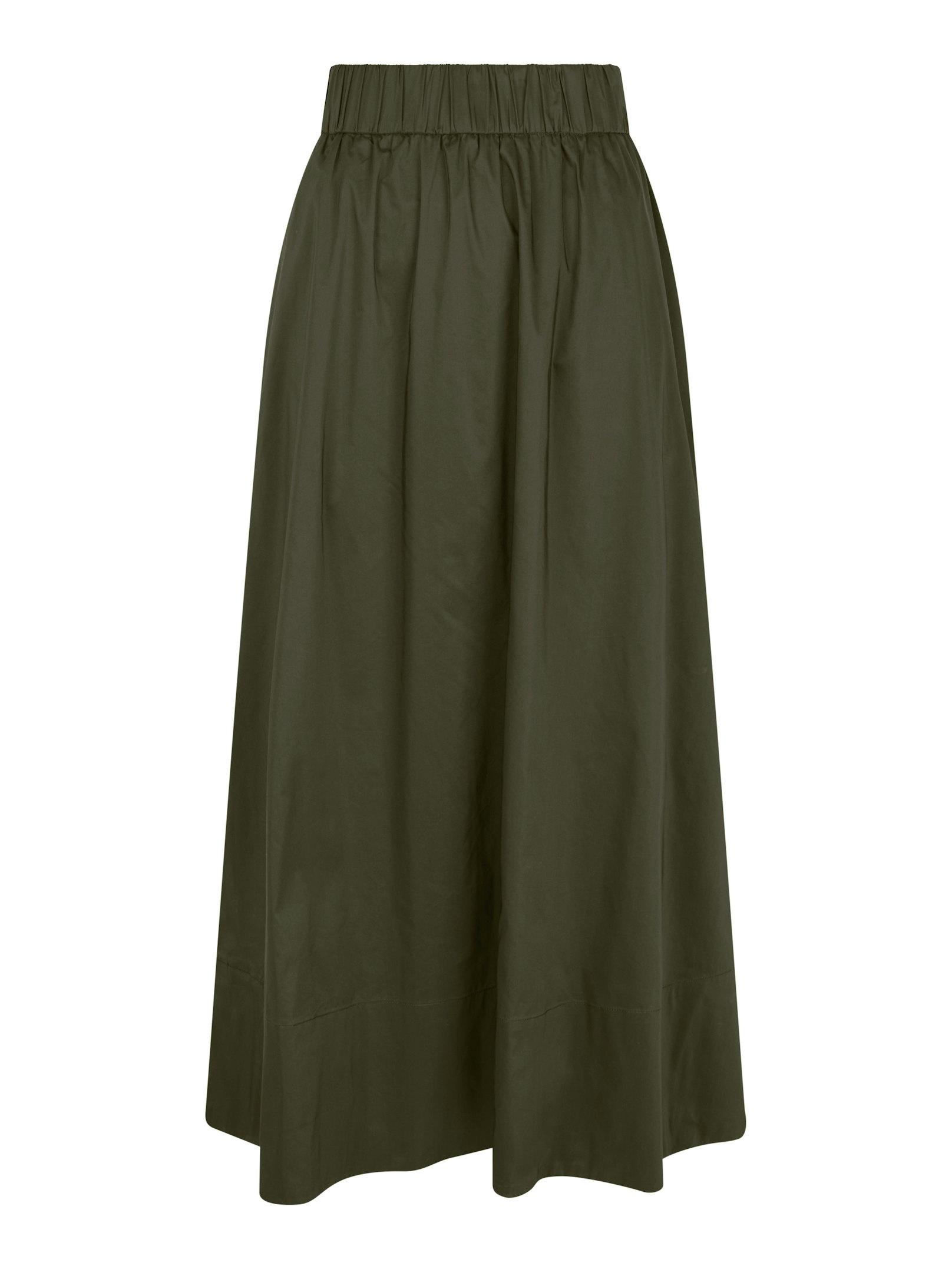 Yara Long Poplin Skirt Army