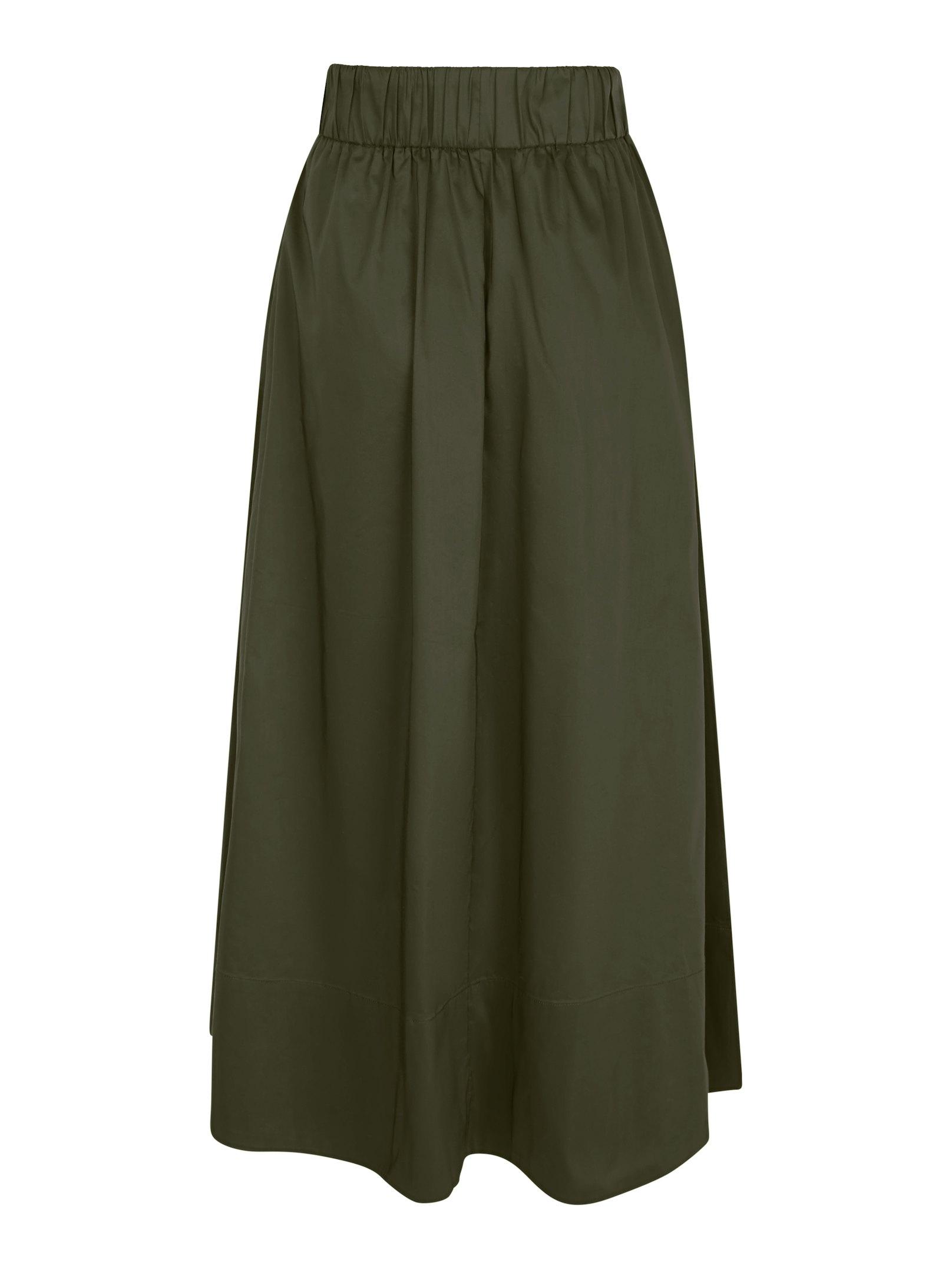 Yara Long Poplin Skirt Army - 2