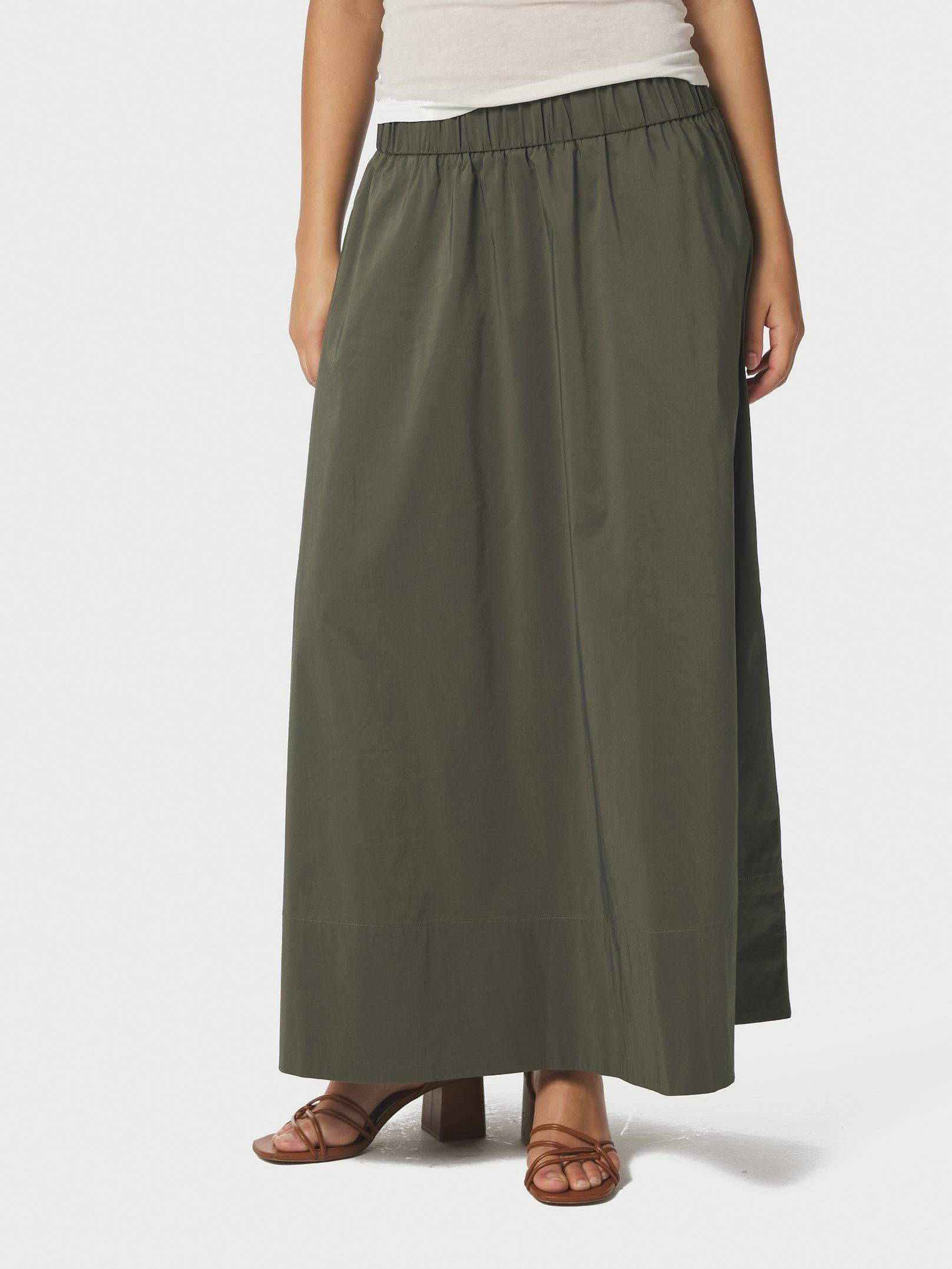 Yara Long Poplin Skirt Army - 3