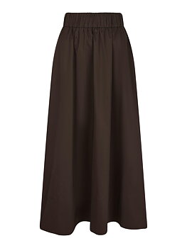 Yara Long Poplin Skirt Chocolate Brown