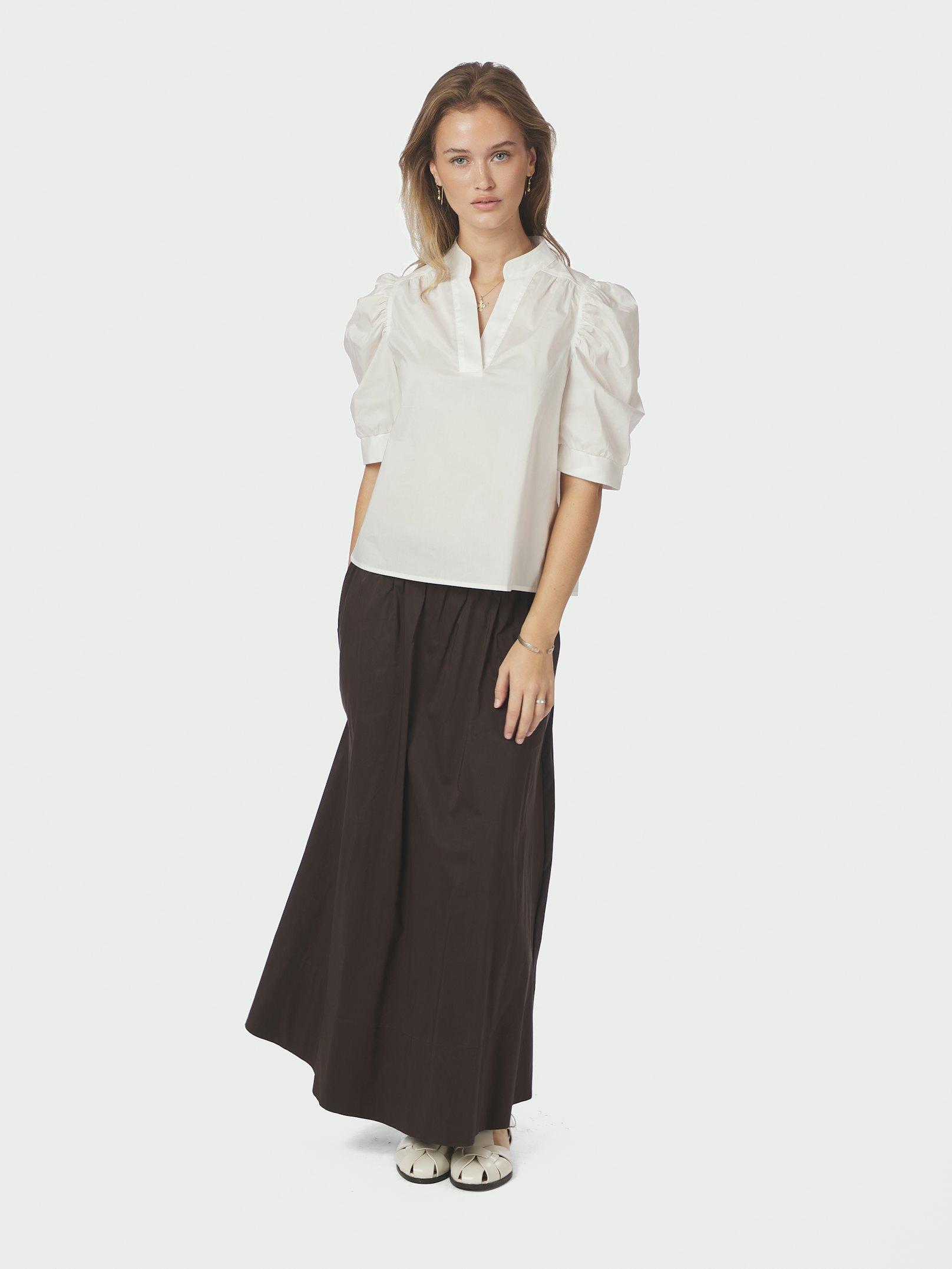 Yara Long Poplin Skirt Chocolate Brown - 5