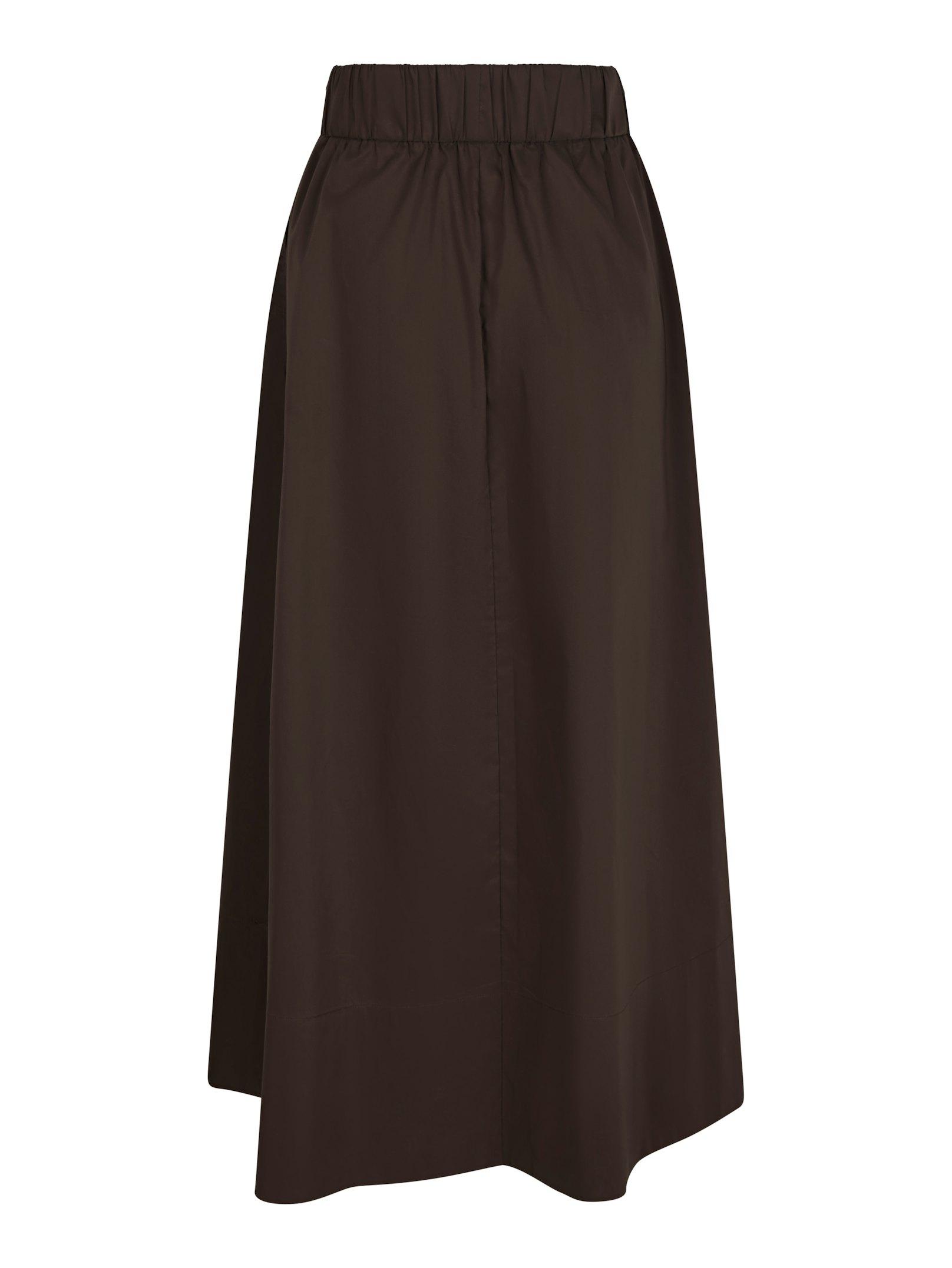 Yara Long Poplin Skirt Chocolate Brown - 2