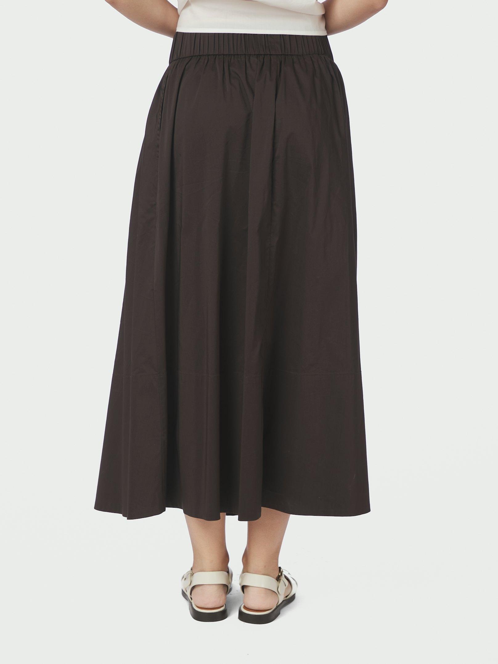 Yara Long Poplin Skirt Chocolate Brown - 4