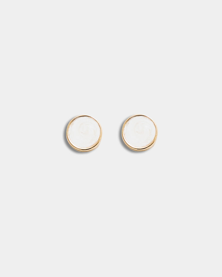 Ava Petite Pearl Studs Gold w Pearl White