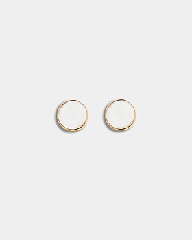 Ava Petite Pearl Studs Gold w Pearl White