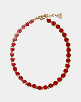 Ava Petite Necklace Gold w Red