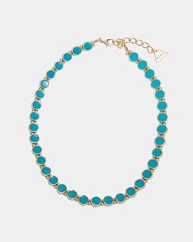 Ava Petite Necklace Gold w Aqua