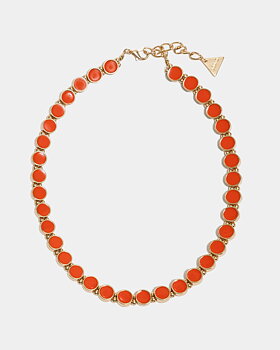 Ava Petite Necklace Gold w Strong Orange