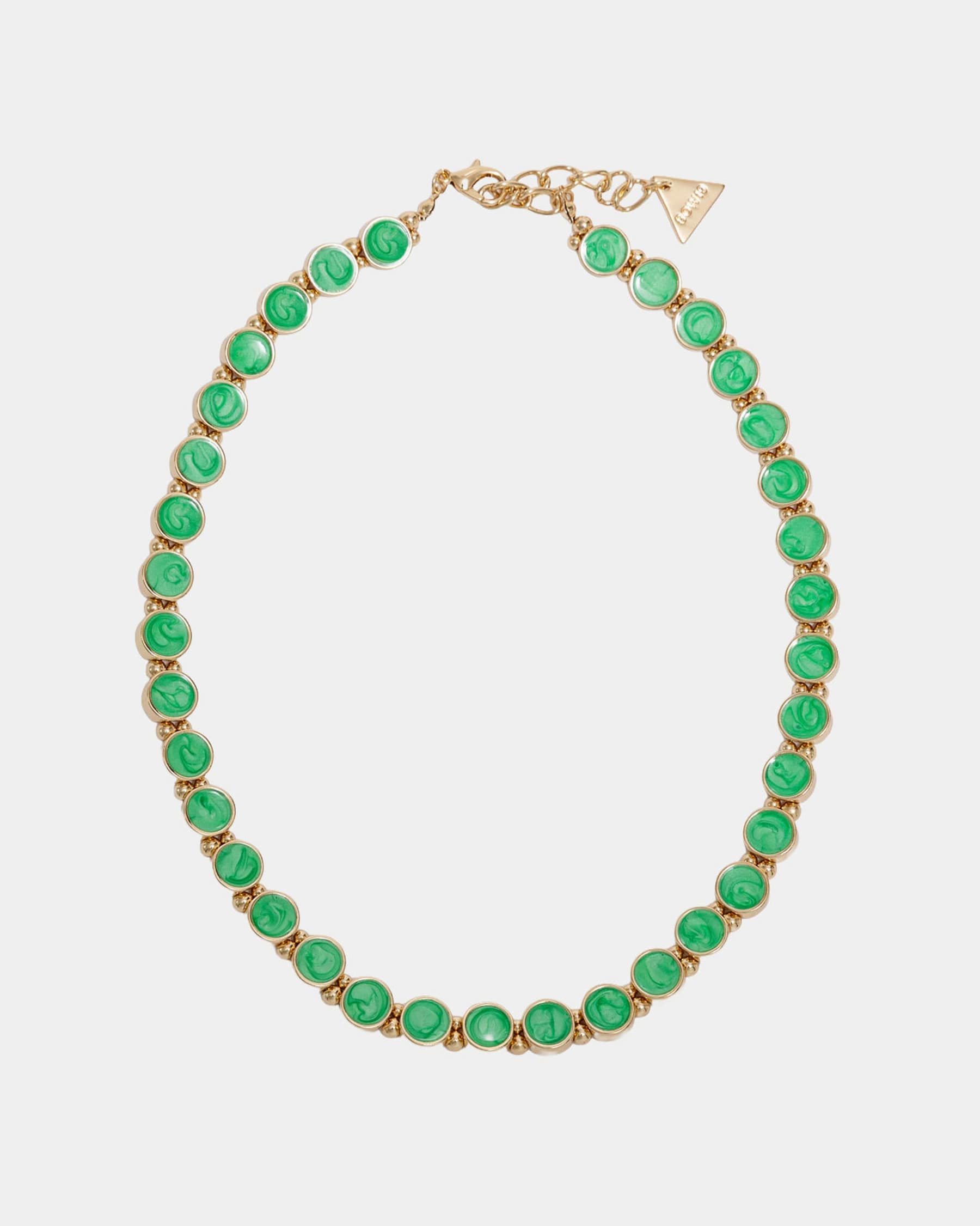 Ava Petite Pearl Necklace Gold w Pearl Strong Green