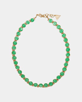 Ava Petite Pearl Necklace Gold w Pearl Strong Green