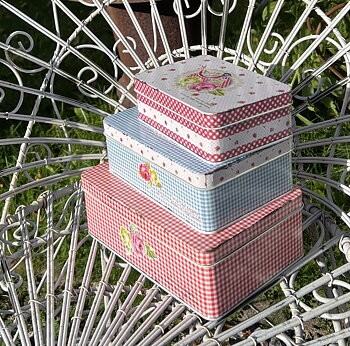 Plåtaskar 3 storlekar Follow your dreams lantlig stil shabby chic 