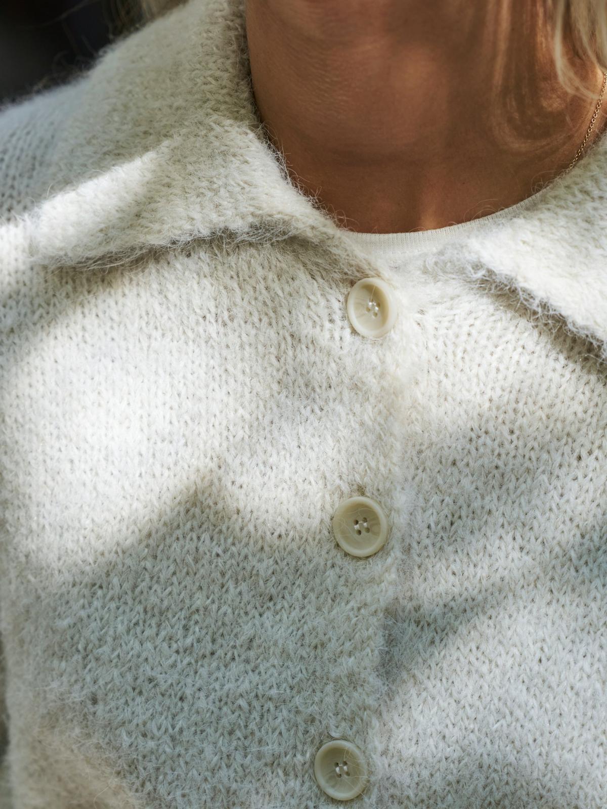 Neo Noir Ramera Fluffy Knit Cardigan, Off White - 9