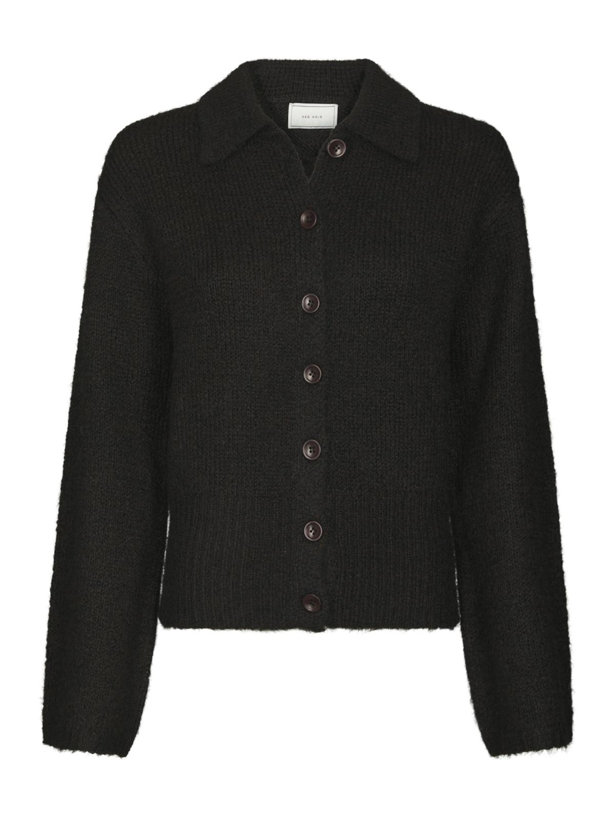 Neo Noir Ramera Fluffy Knit Cardigan, Dark Brown