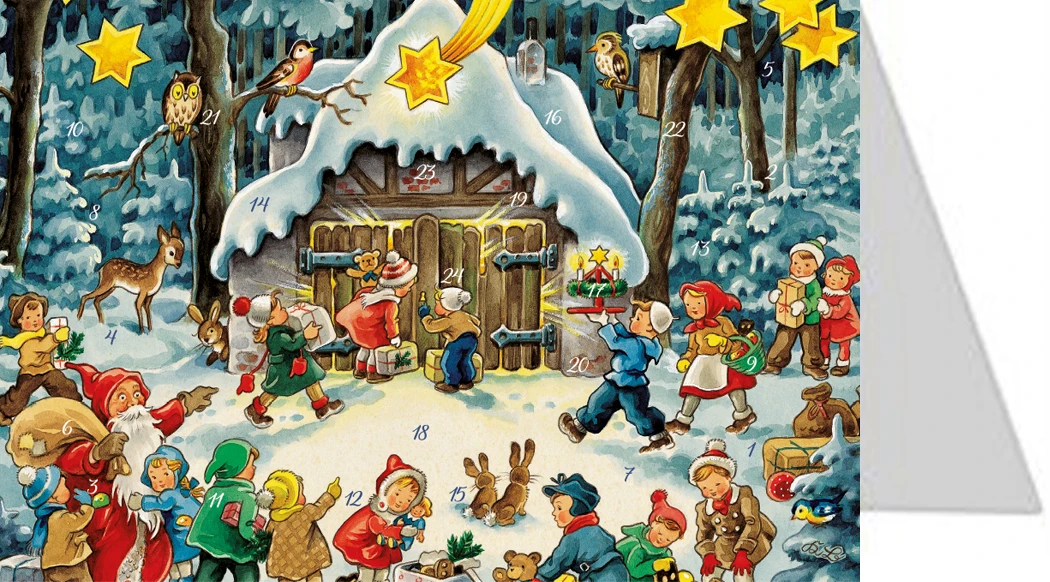 Adventskalenderkort - Julstallet i skogen - 2