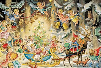 Advent Calendar Card - Elves and Angels Christmas Festival