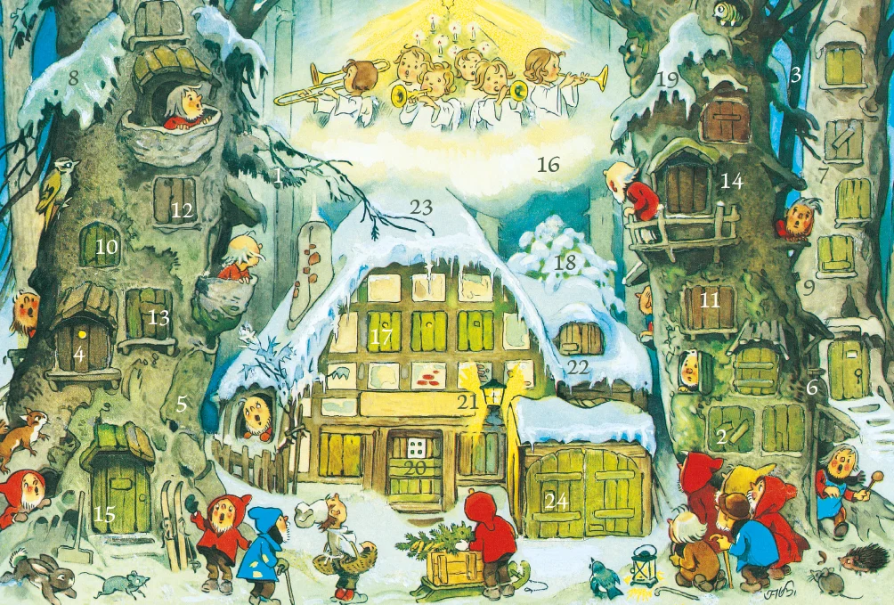 Adventskalenderkort - Änglamusik i byn