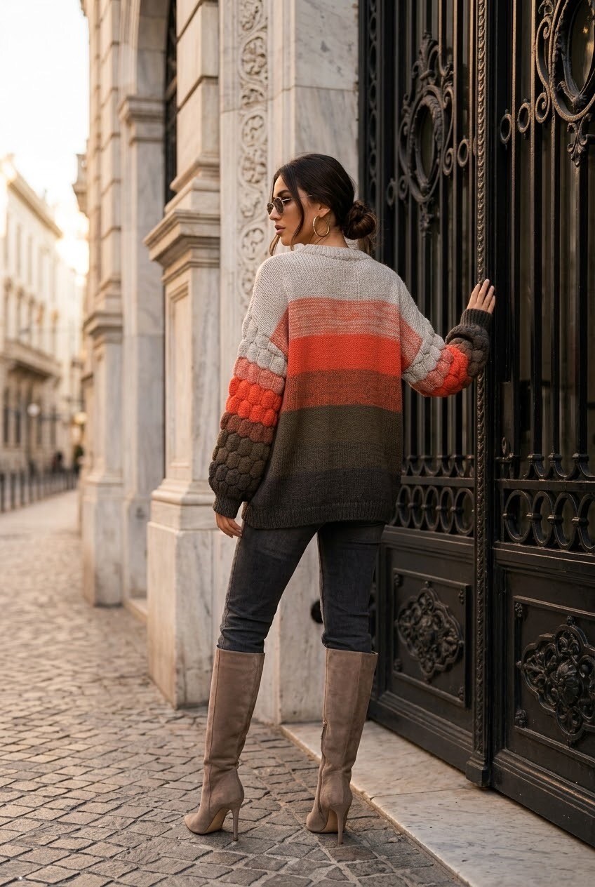 Knit sweater orange - 4
