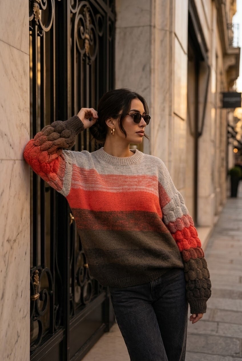 Knit sweater orange - 3