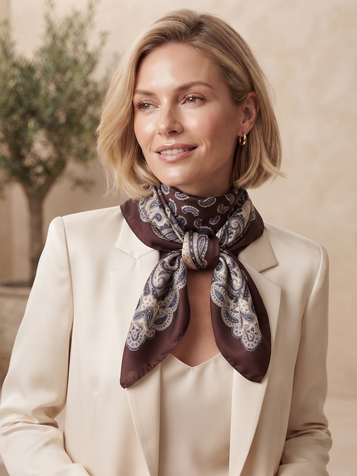 Scarf mini paisley brown - 3