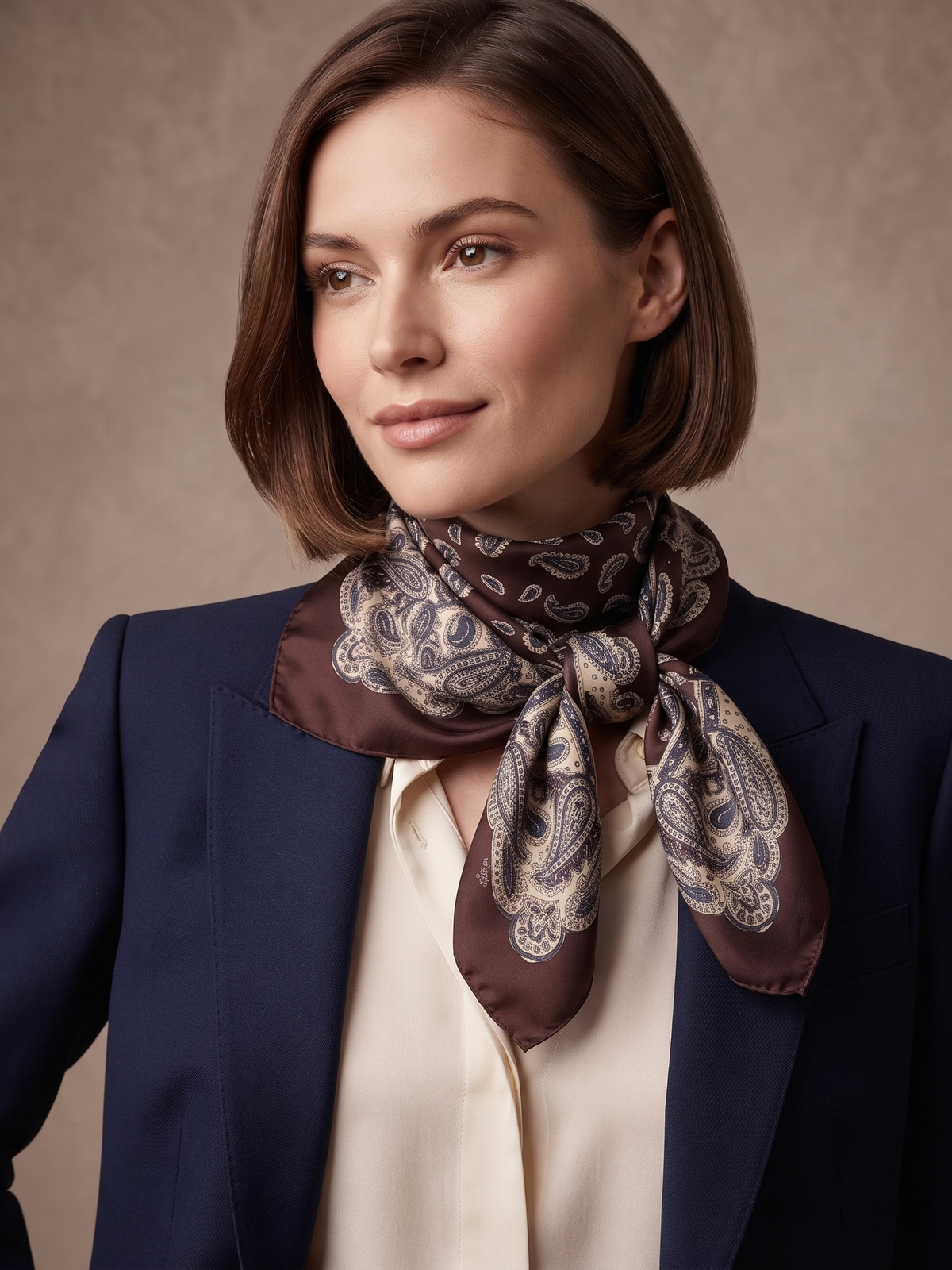 Scarf mini paisley brown