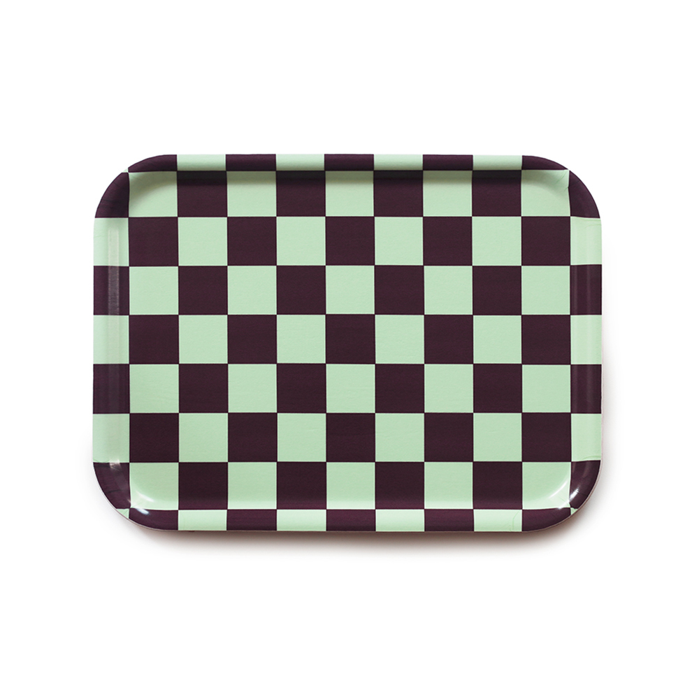Mint/Chocolate  CHECKER Bricka - 27x20 cm 