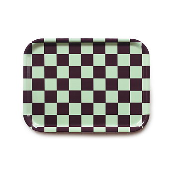 Mint/Chocolate  CHECKER Bricka - 27x20 cm 
